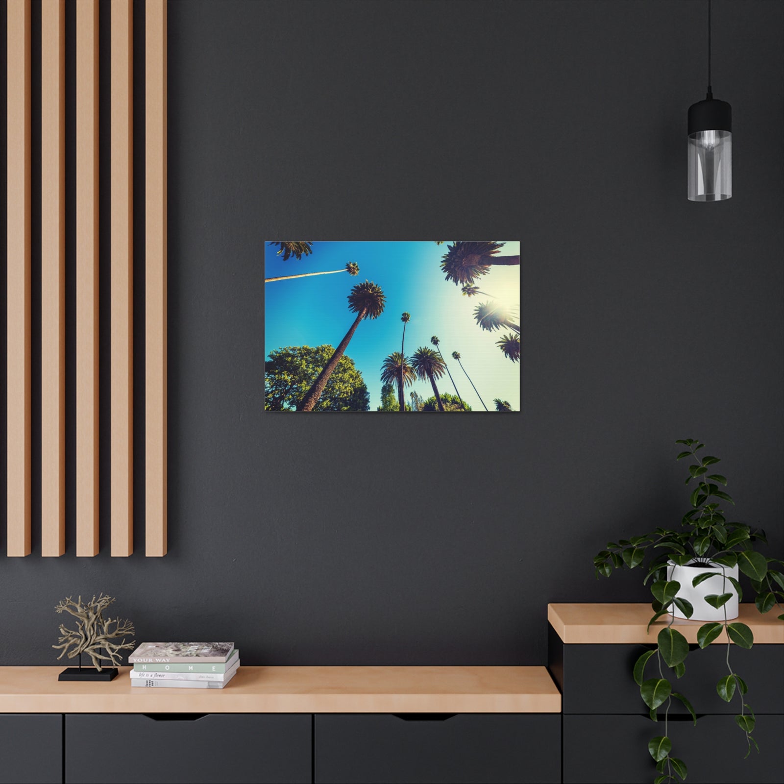 Los Angeles Sky Palm Trees Nature Wilderness Photography Canvas Wall Art for Home Decor Ready-to-Hang-Express Your Love Gifts