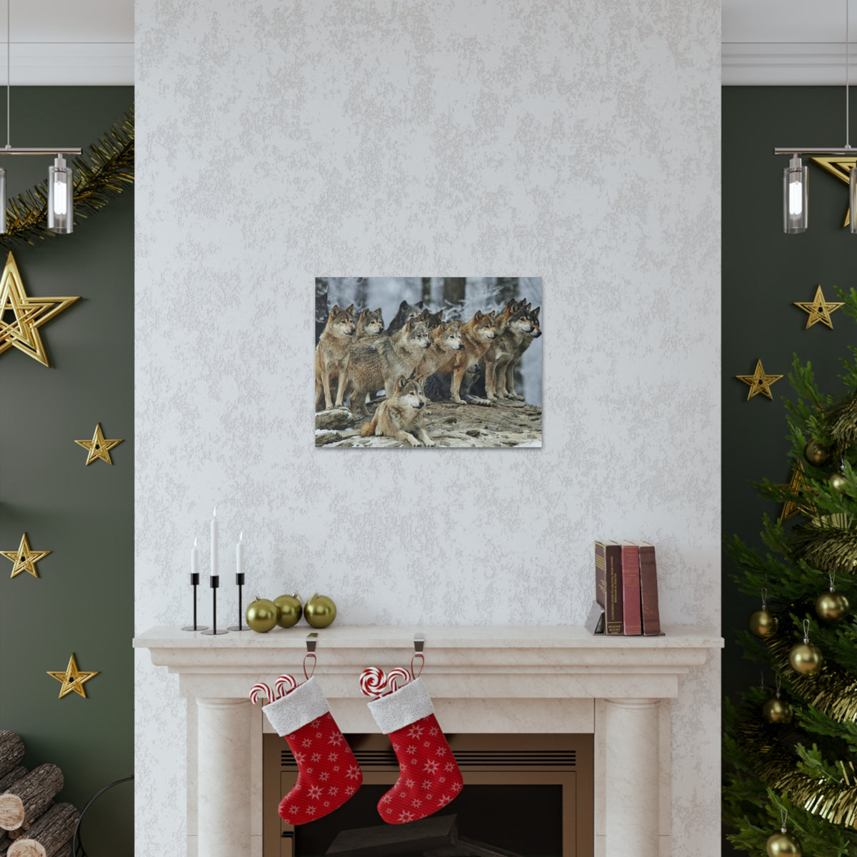 Wolf Pack Ready To Hang Stretched Canvas Wall Art-Express Your Love Gifts