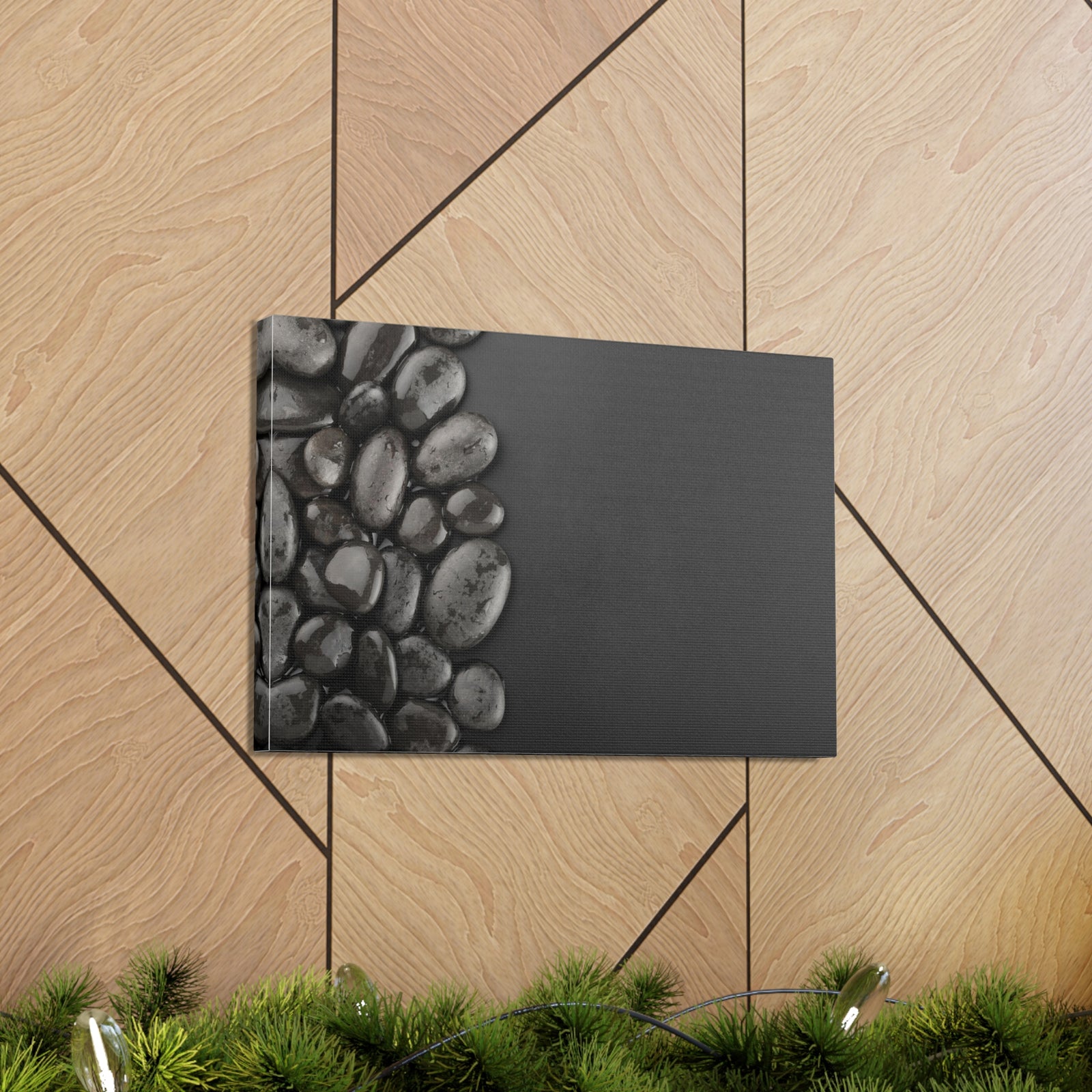 Black Background with Rocks Forest Floral Nature Photography Canvas Wall Art for Home Decor Ready-to-Hang-Express Your Love Gifts