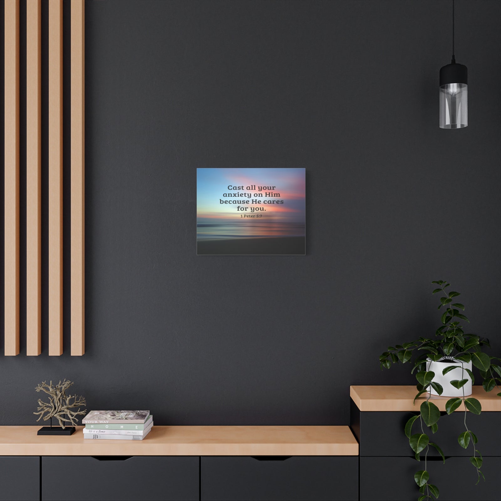 Scripture Walls He Cares For You 1 Peter 5:7 Bible Verse Canvas Christian Wall Art Ready to Hang-Express Your Love Gifts
