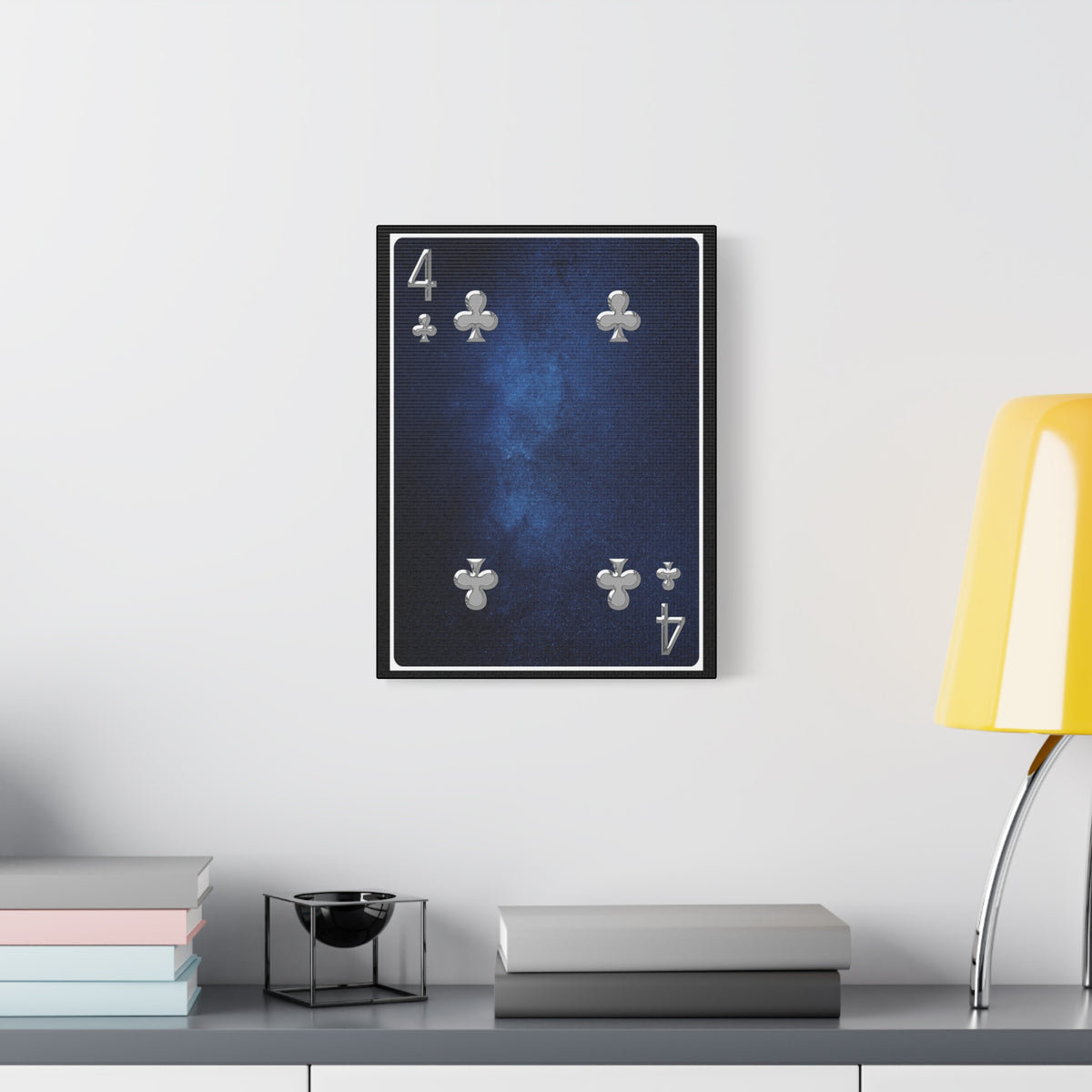 Four Of Clubs Space Background Playing Card Canvas Wall Art for Home Decor Ready-to-Hang-Express Your Love Gifts