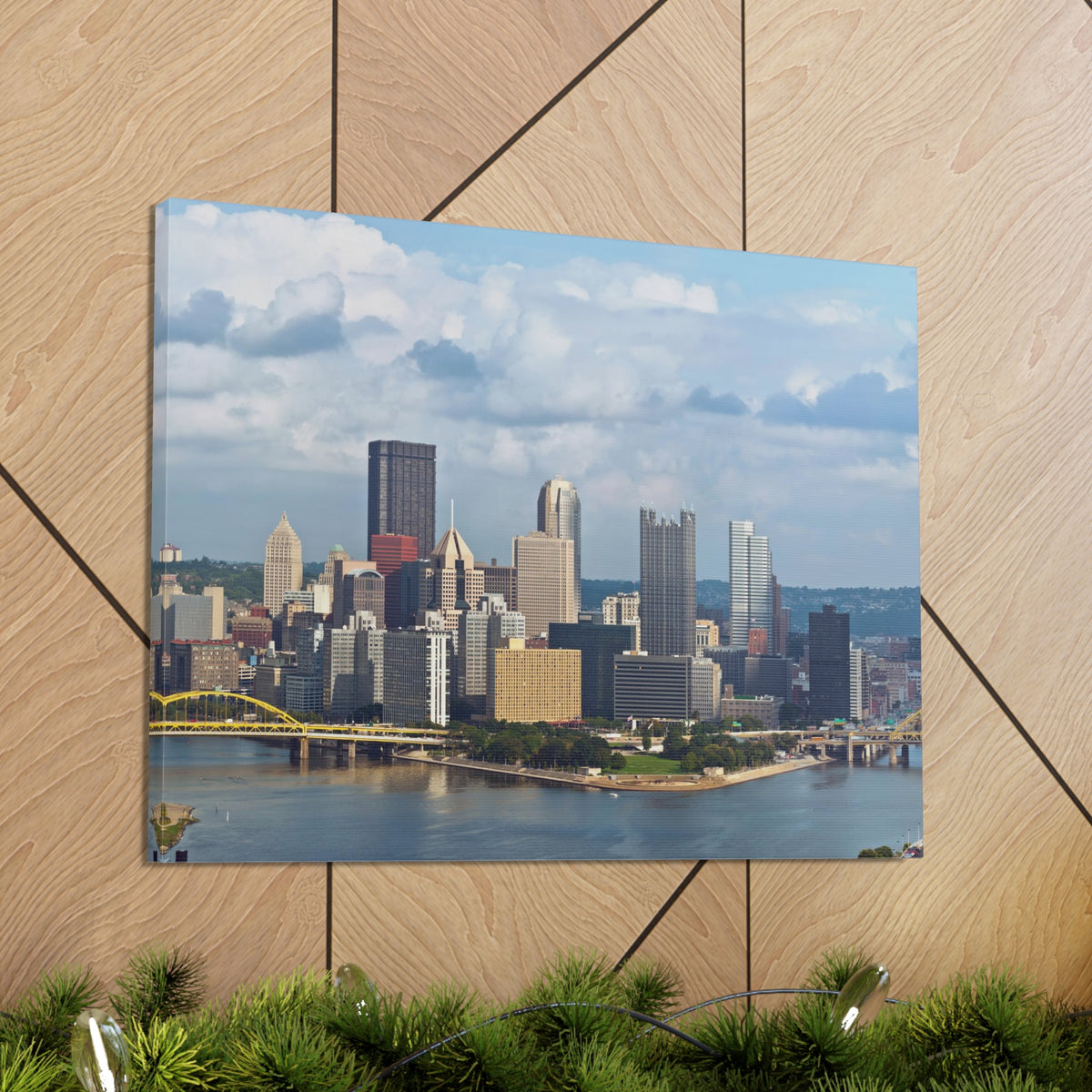 Pittsburgh Daytime Skyline Canvas Artwork High-Quality Breathtaking Stunning Cityscape for Home Decor Ready to Hang-Express Your Love Gifts