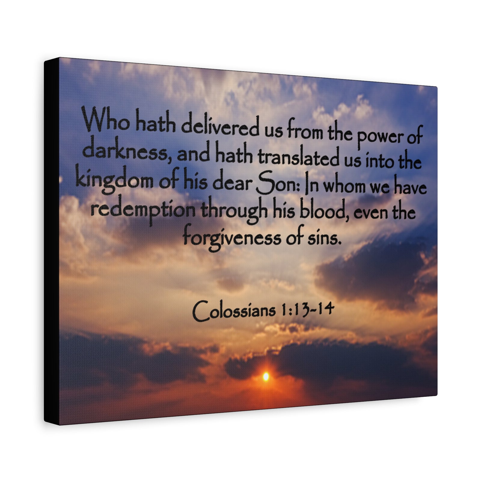 Bible Verse Canvas Into The Kingdom of His Dear Son Colossians 1:13-14 Christian Home Décor Wall Art Scripture Ready to Hang Faith Print-Express Your Love Gifts