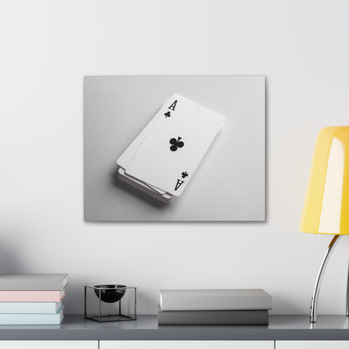 Ace of Clubs On A Playing Card Stack Playing Card Canvas Wall Art for Home Decor Ready-to-Hang-Express Your Love Gifts