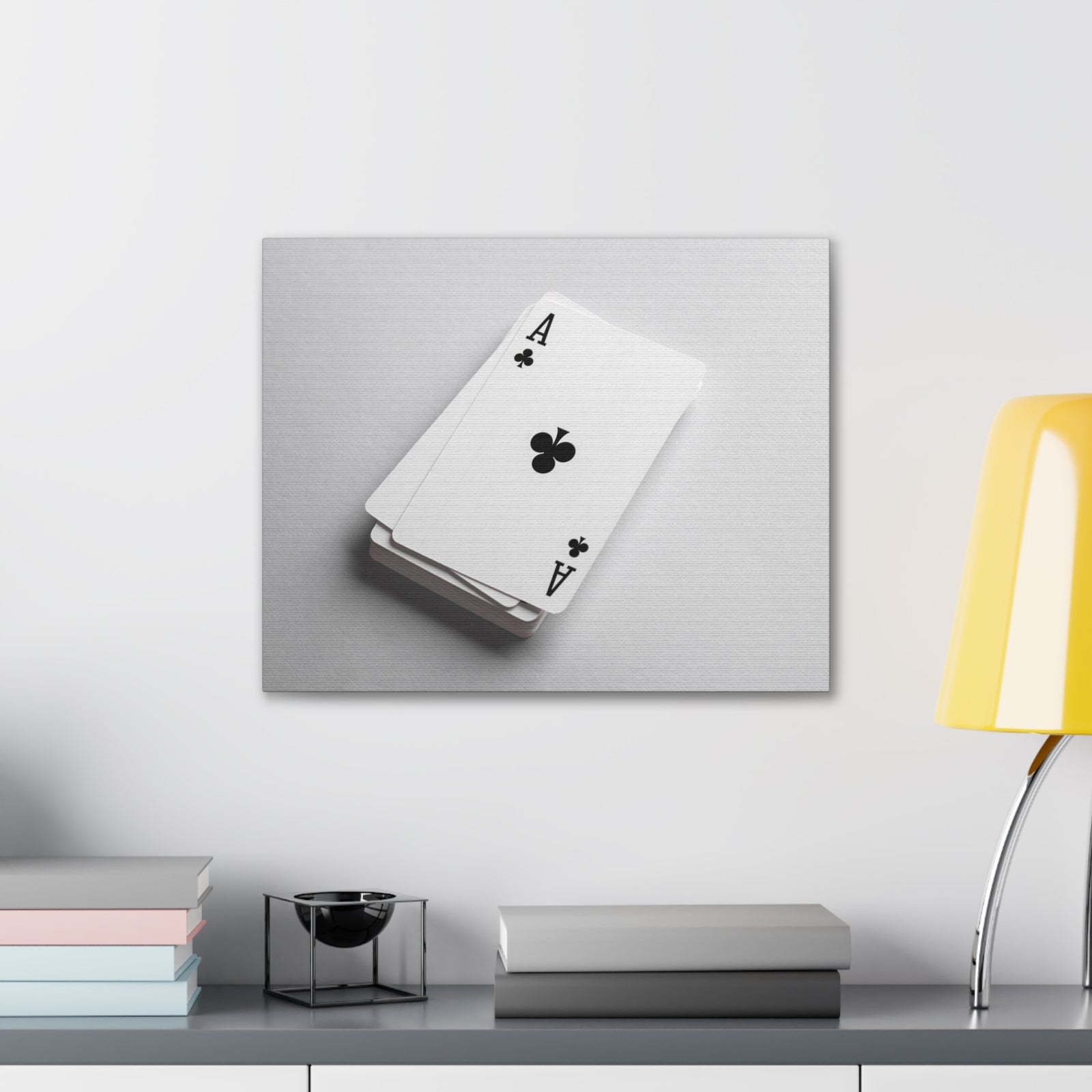 Ace of Clubs On A Playing Card Stack Playing Card Canvas Wall Art for Home Decor Ready-to-Hang-Express Your Love Gifts