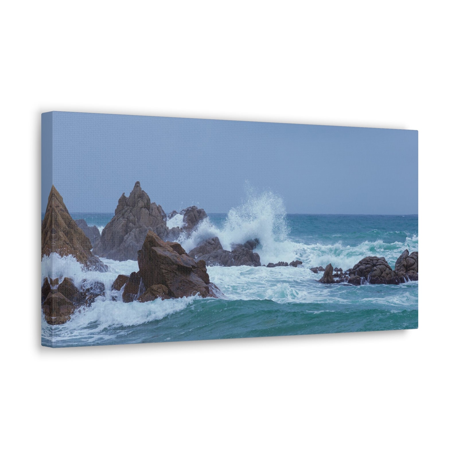 Sea Waves Crash Against Rocks Large Splashes Ocean Canvas Wall Art for Home Decor Ready-to-Hang-Express Your Love Gifts
