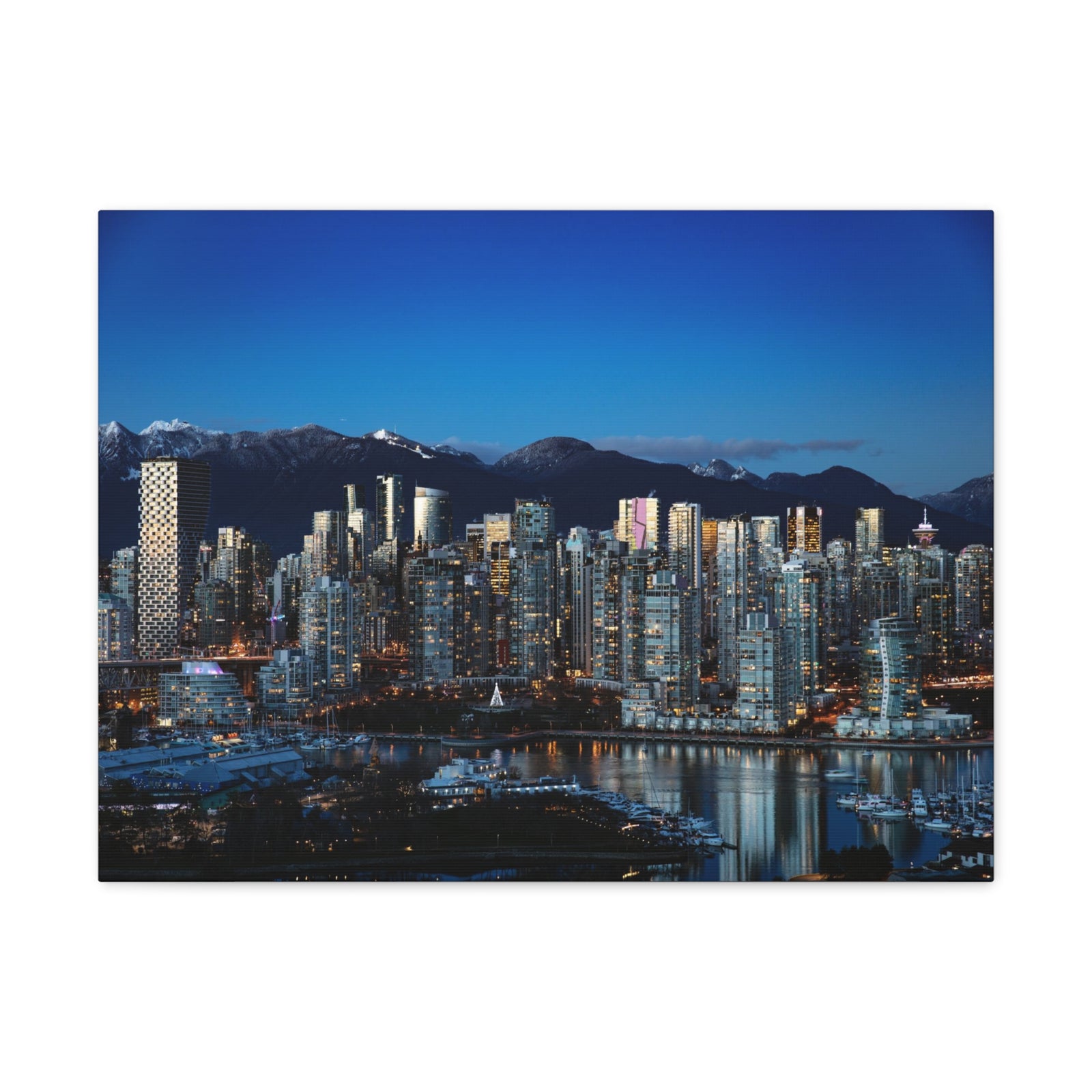 Vancouver Night Skyline Canvas Artwork High-Quality Breathtaking Stunning Cityscape for Home Decor Ready to Hang-Express Your Love Gifts