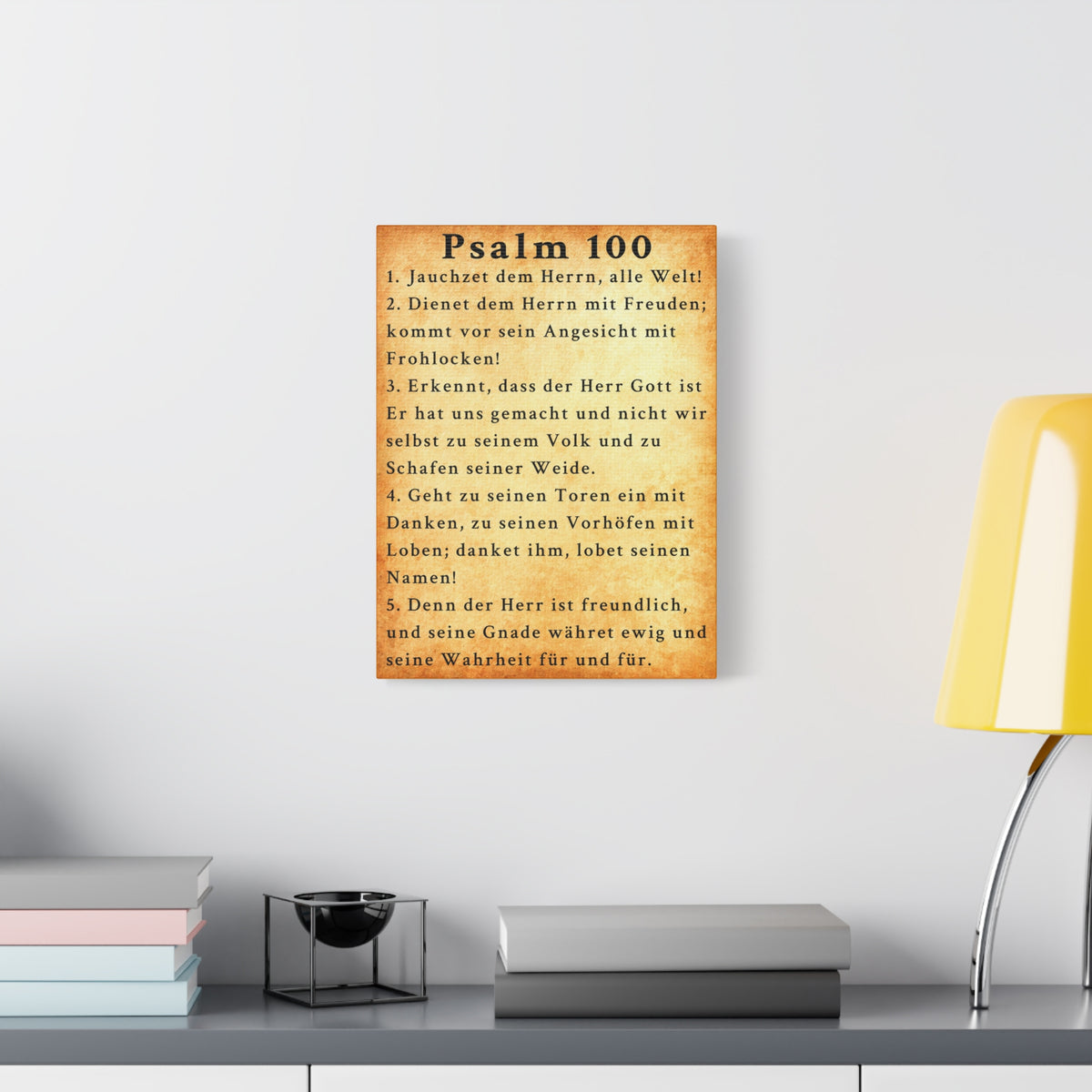 Scripture Walls Psalm 100 German Gold Bible Verse Canvas Christian Wall Art Ready to Hang Unframed-Express Your Love Gifts