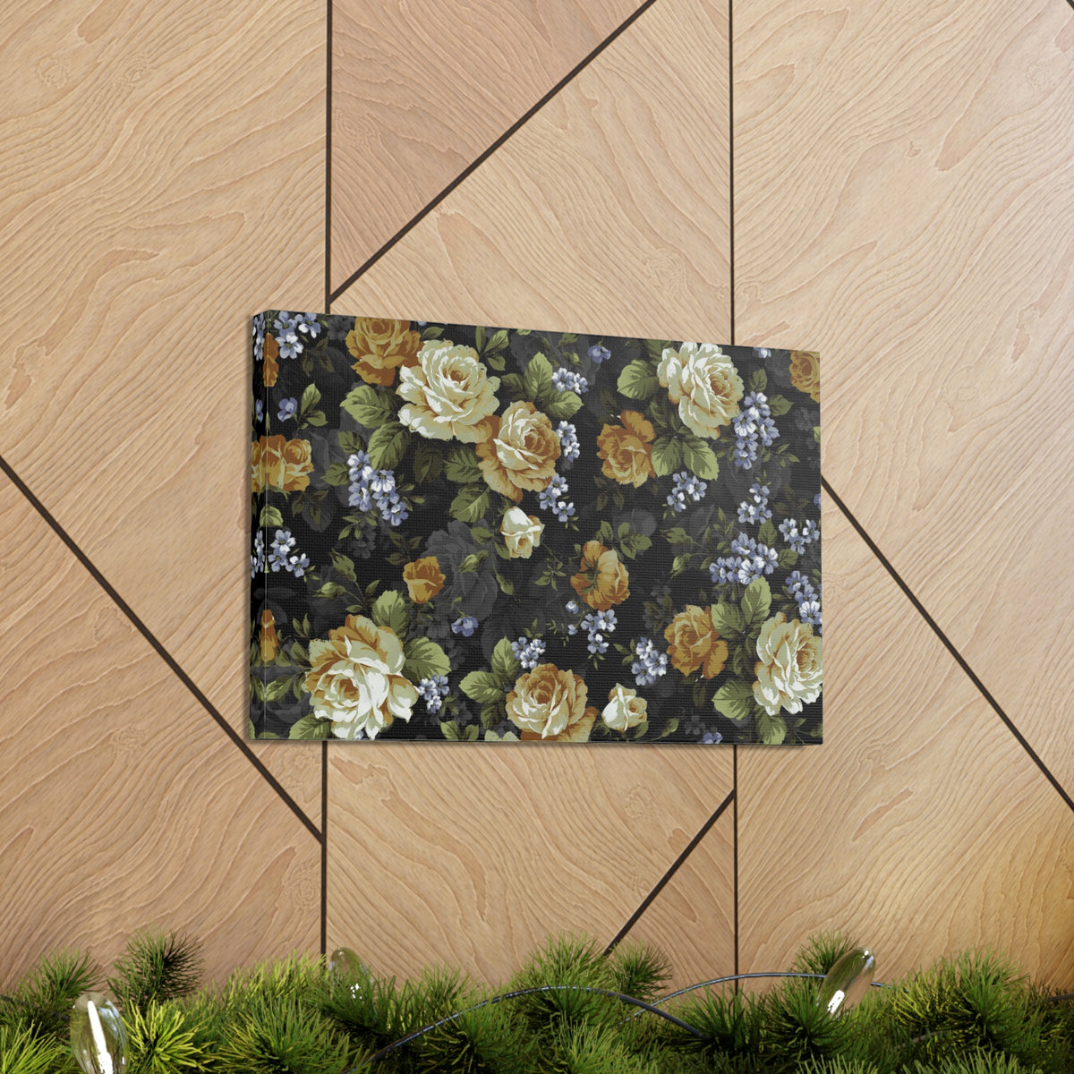 Monochrome Rose And Gray Small Flowers Flower Canvas Wall Art for Home Decor Ready-to-Hang-Express Your Love Gifts
