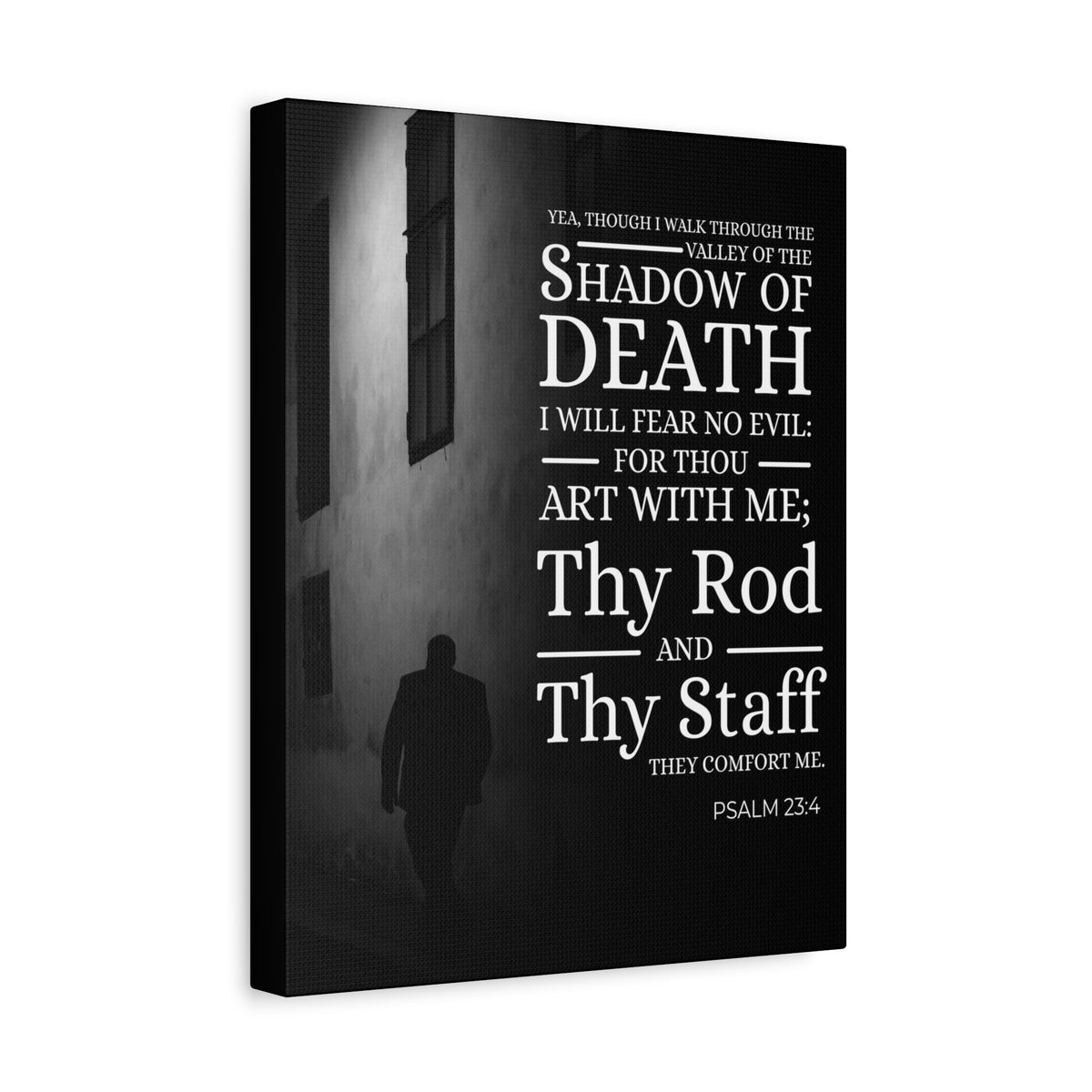 Scripture Canvas Shadow of Death Psalm 23:4 Christian Wall Art Bible Verse Print Ready to Hang-Express Your Love Gifts