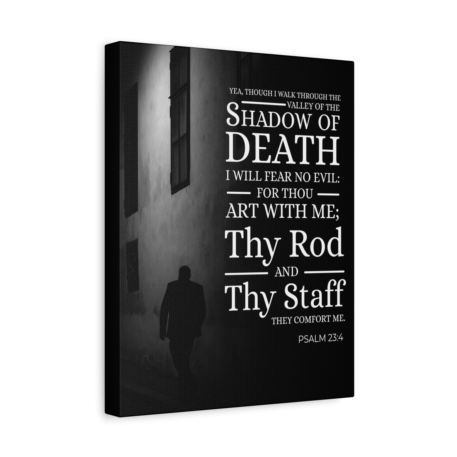 Scripture Canvas Shadow of Death Psalm 23:4 Christian Wall Art Bible Verse Print Ready to Hang-Express Your Love Gifts