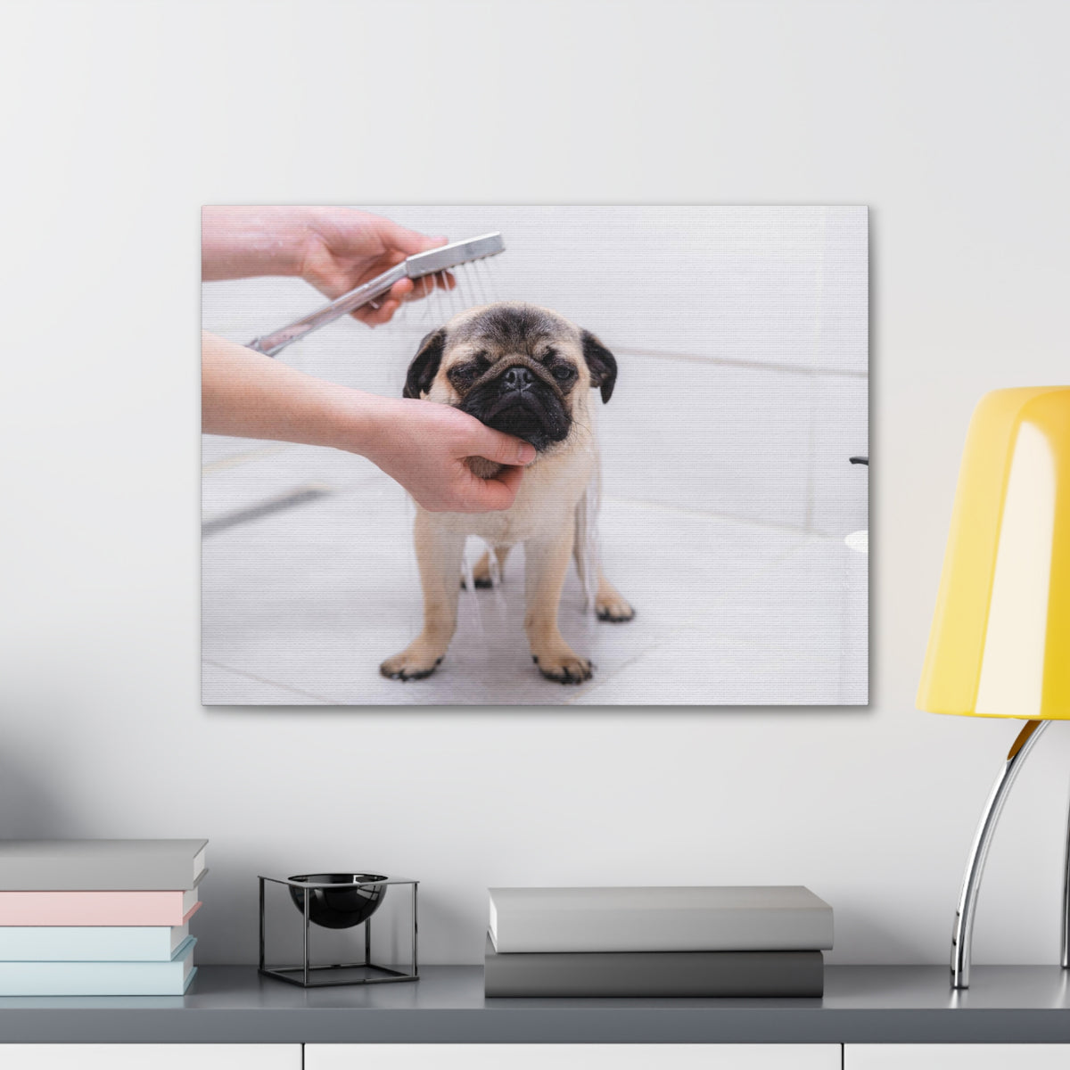 Cute Pug Bathee Canvas Wall Art for Home Decor Ready-to-Hang-Express Your Love Gifts