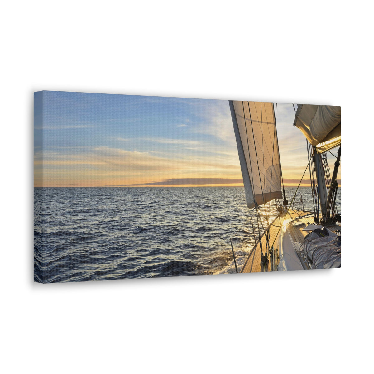 Sailboat Sailing In The Sea At Sunset Ocean Canvas Wall Art for Home Decor Ready-to-Hang-Express Your Love Gifts