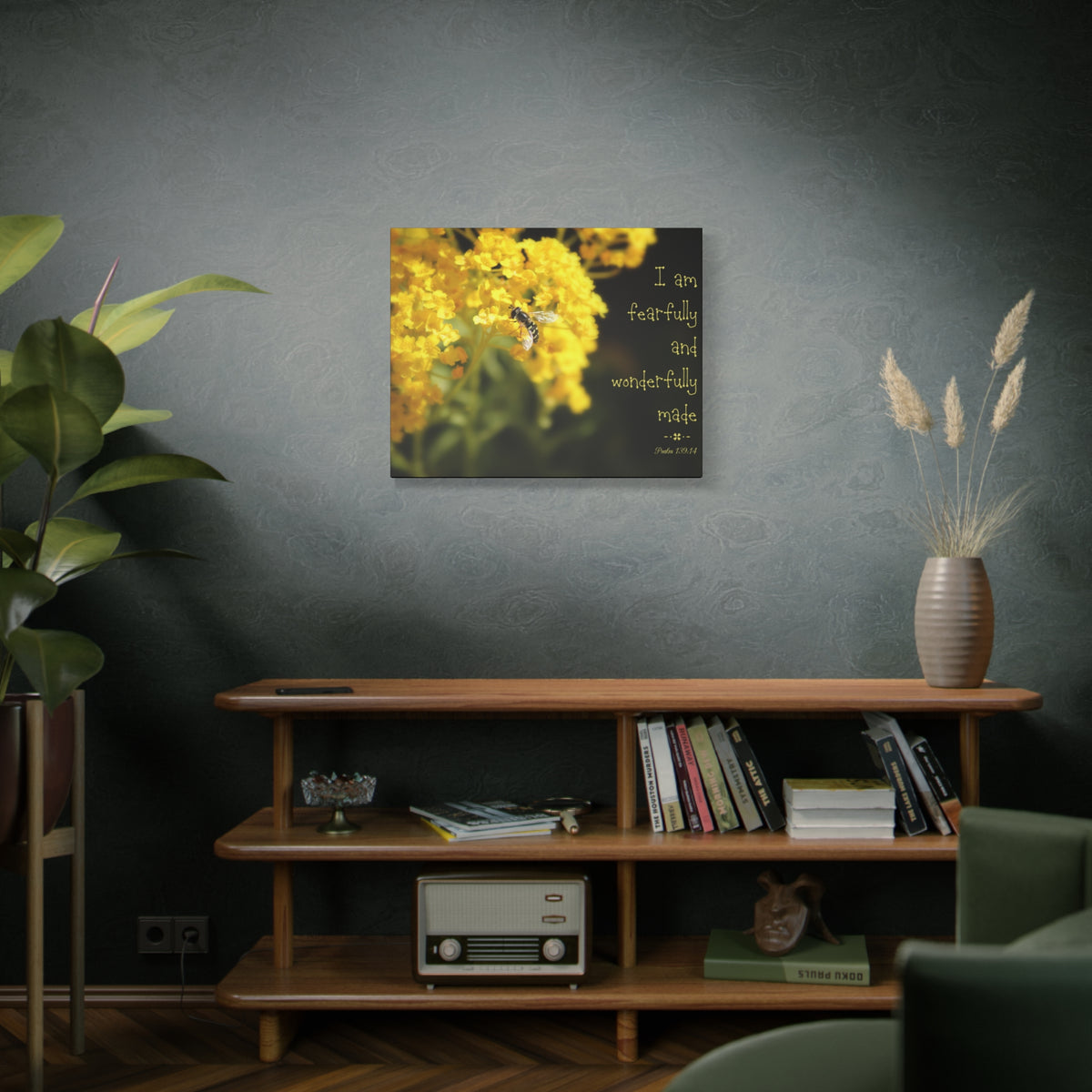 Scripture Walls Wonderfully Made Psalm 139:14 Bee Bible Verse Canvas Christian Wall Art Ready to Hang-Express Your Love Gifts