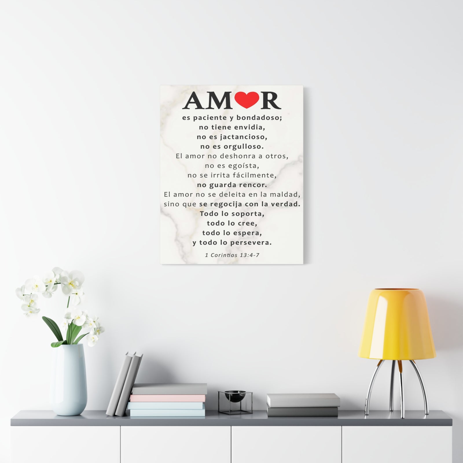 Scripture Walls Amor 1 Corintios 13:4-7 Bible Verse Canvas Christian Wall Art Ready to Hang Unframed-Express Your Love Gifts