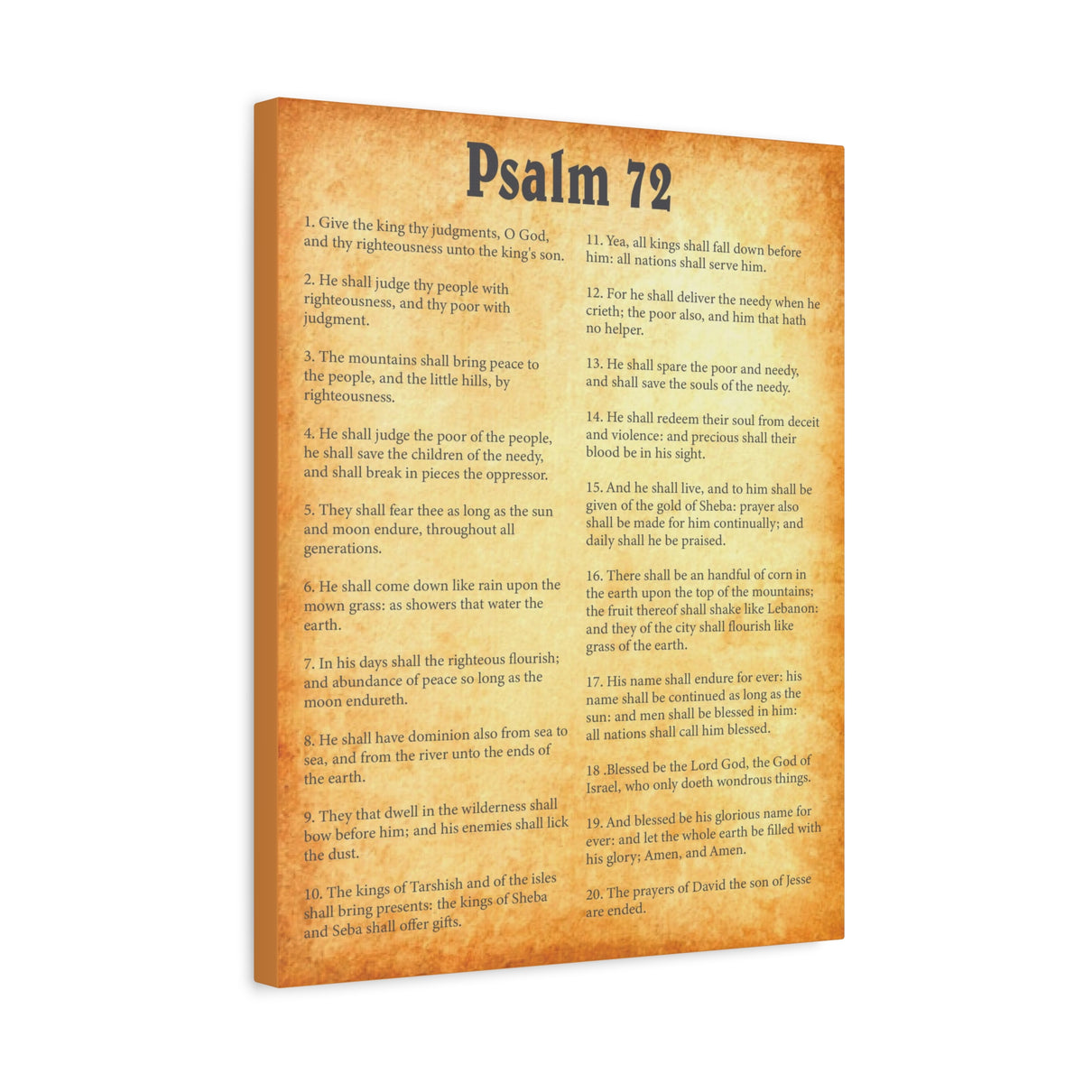 Scripture Walls Psalm 72 Gold Bible Chapter Canvas Christian Wall Art Ready to Hang-Express Your Love Gifts