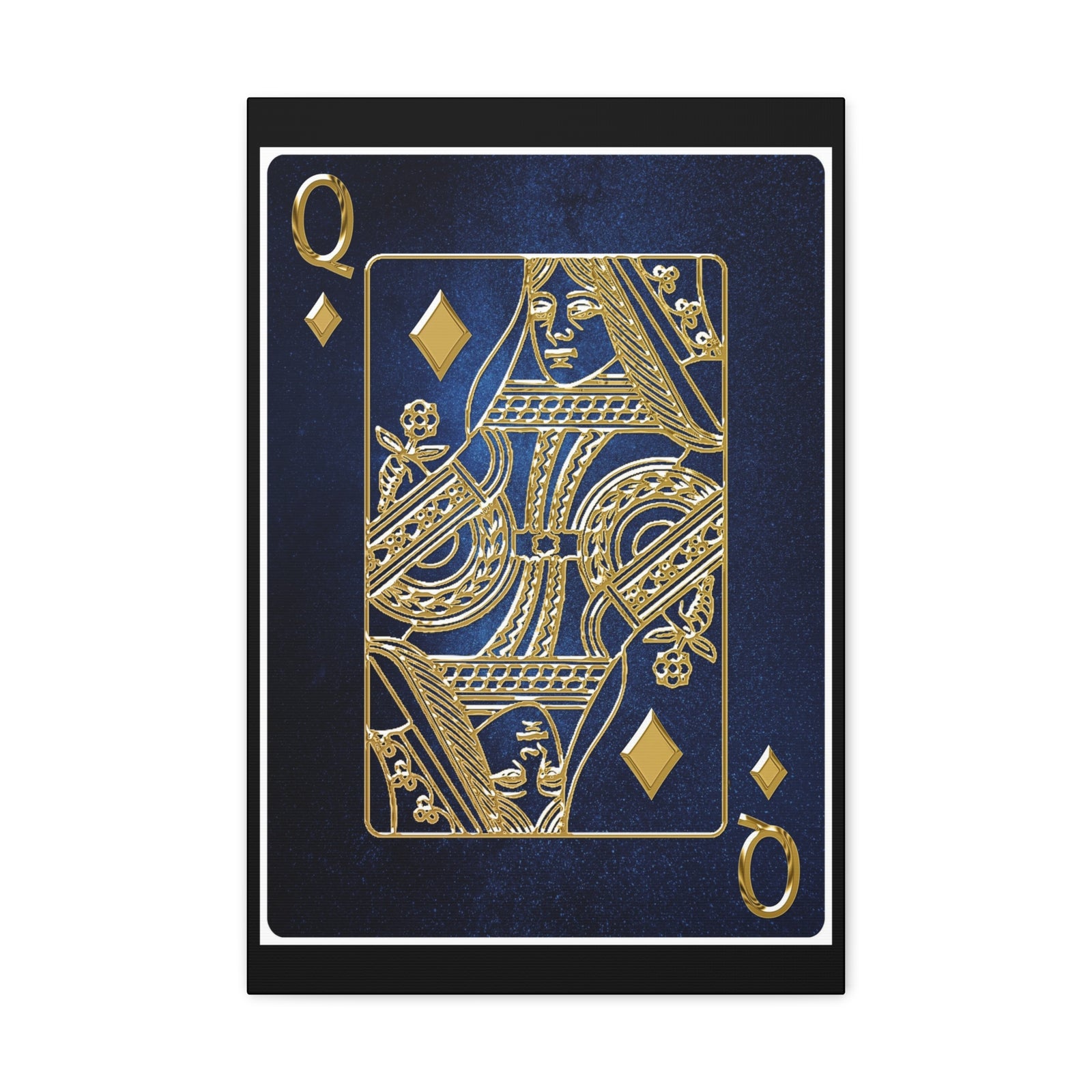 Queen Of Diamonds Space Background Playing Card Canvas Wall Art for Home Decor Ready-to-Hang-Express Your Love Gifts