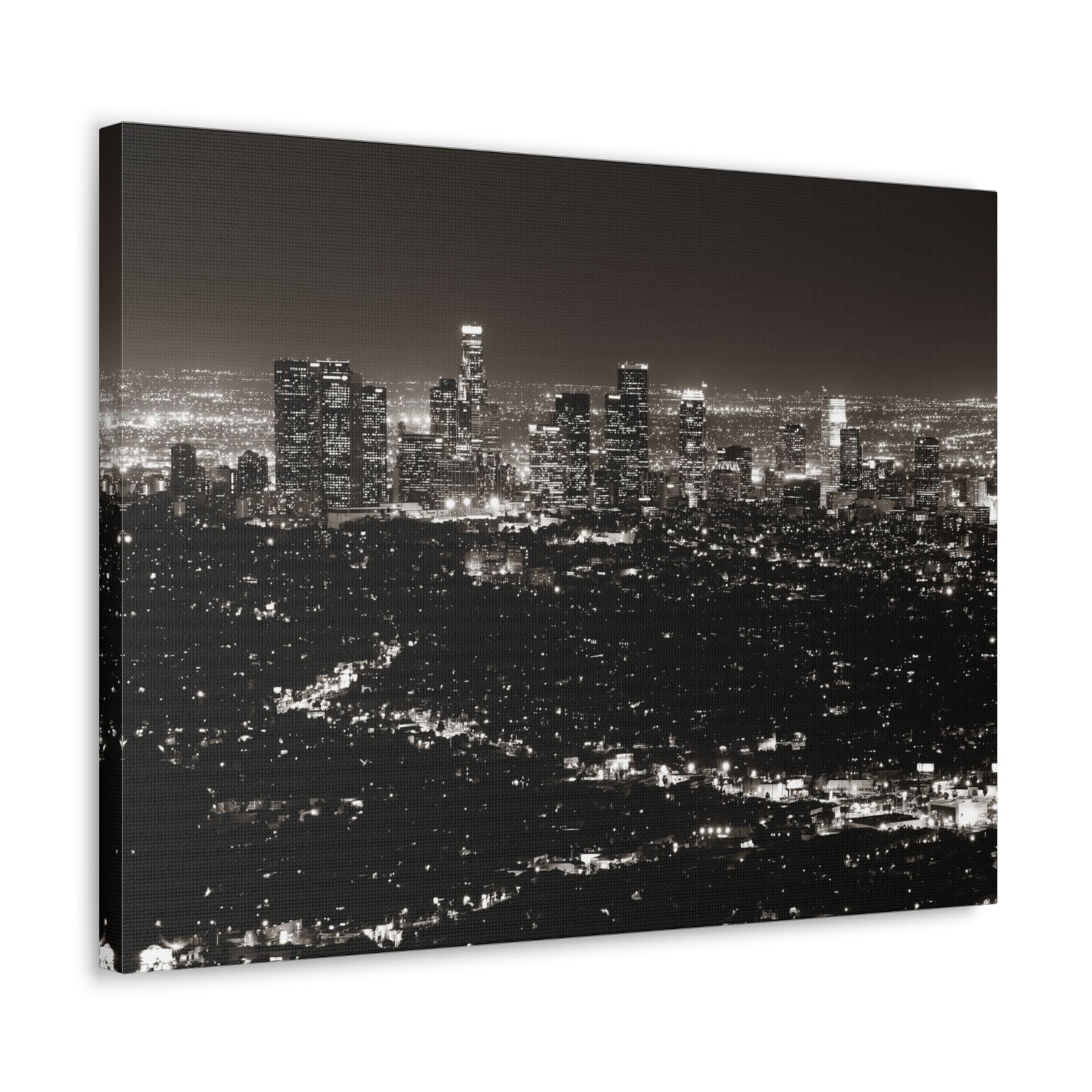 Los Angeles Black And White Skyline Canvas Artwork High-Quality Breathtaking Stunning Cityscape for Home Decor Ready to Hang-Express Your Love Gifts