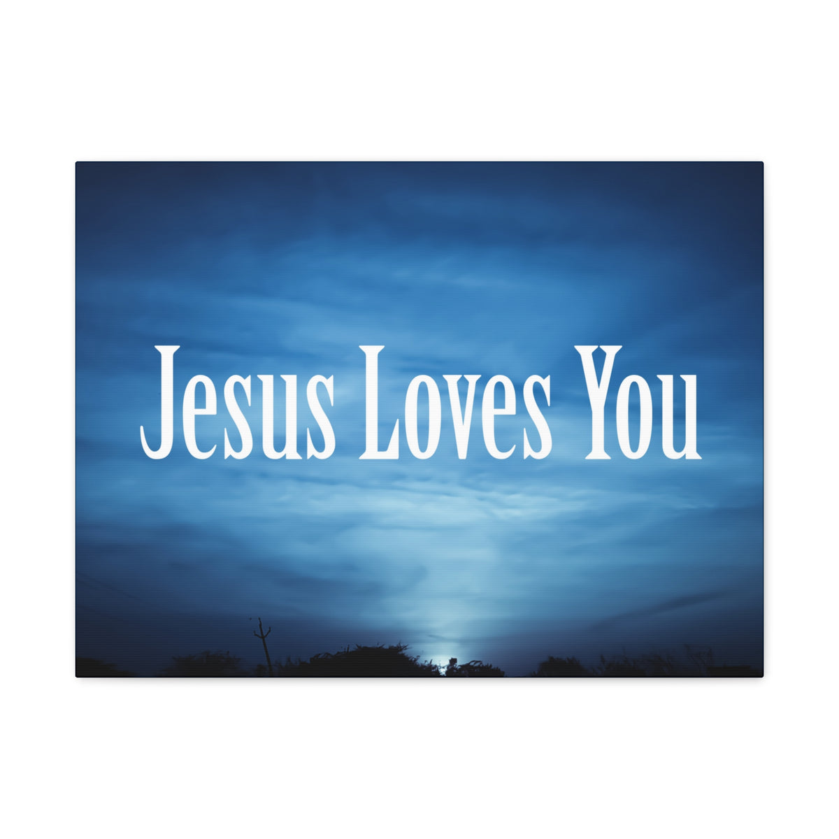 Scripture Canvas Jesus Loves You John 3:16 Dark Blue Sky Christian Wall Art Bible Verse Print Ready to Hang-Express Your Love Gifts