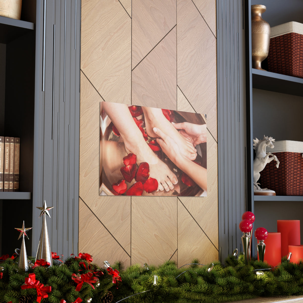 Female Feet at Spa Forest Floral Nature Photography Canvas Wall Art for Home Decor Ready-to-Hang-Express Your Love Gifts