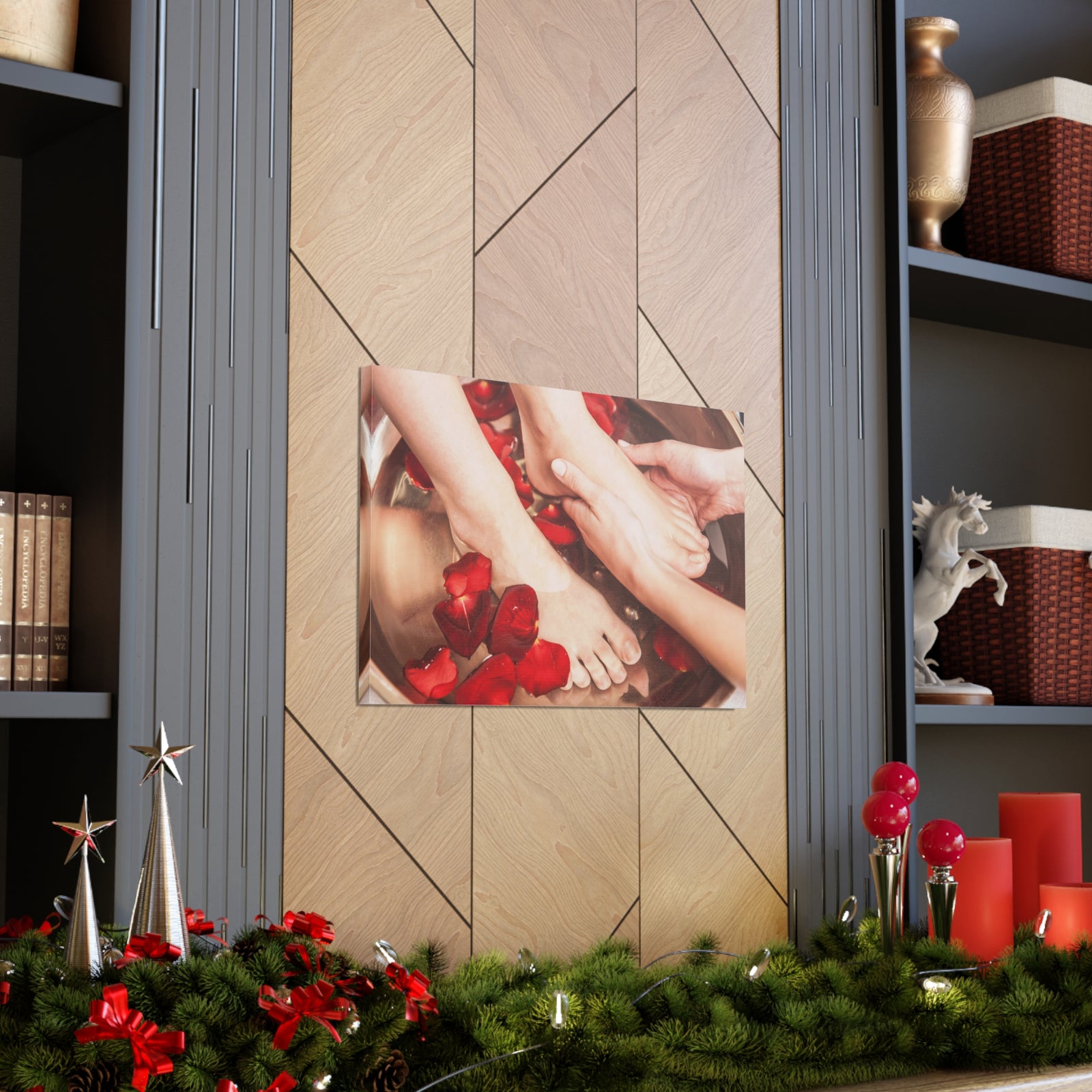 Female Feet at Spa Forest Floral Nature Photography Canvas Wall Art for Home Decor Ready-to-Hang-Express Your Love Gifts