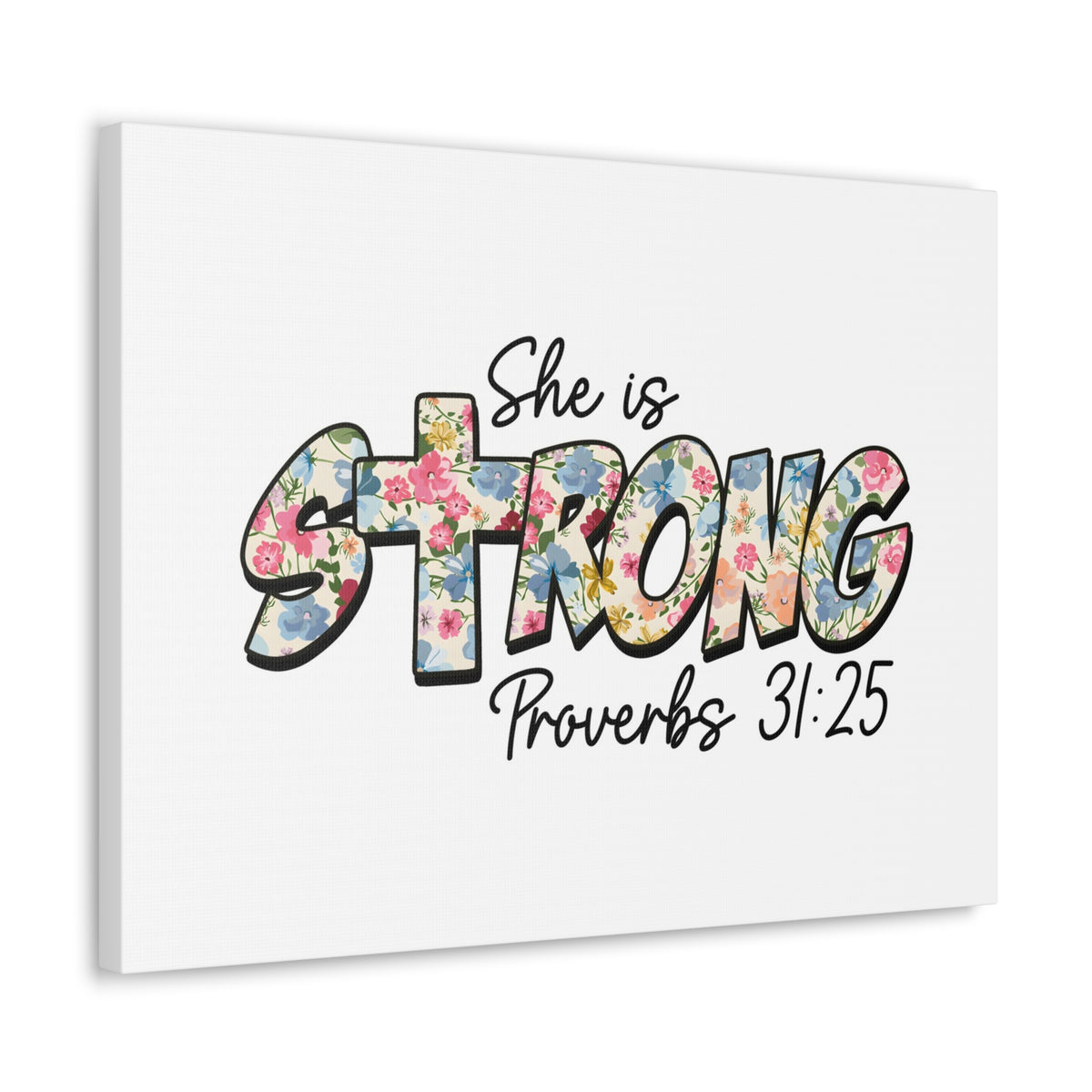 Scripture Walls Proverbs 31:25 She is Strong Bible Verse Canvas Christian Wall Art Ready to Hang Unframed-Express Your Love Gifts