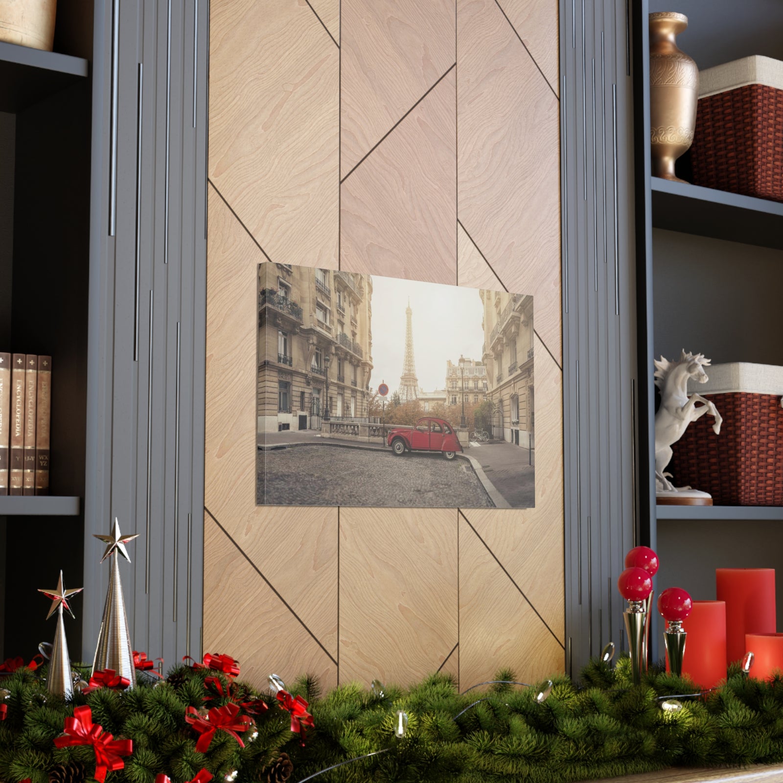 Eiffel Tower Retro Bike Paris Sunset Skyline Canvas Artwork High-Quality Breathtaking Stunning Cityscape Home Decor Ready to Hang-Express Your Love Gifts