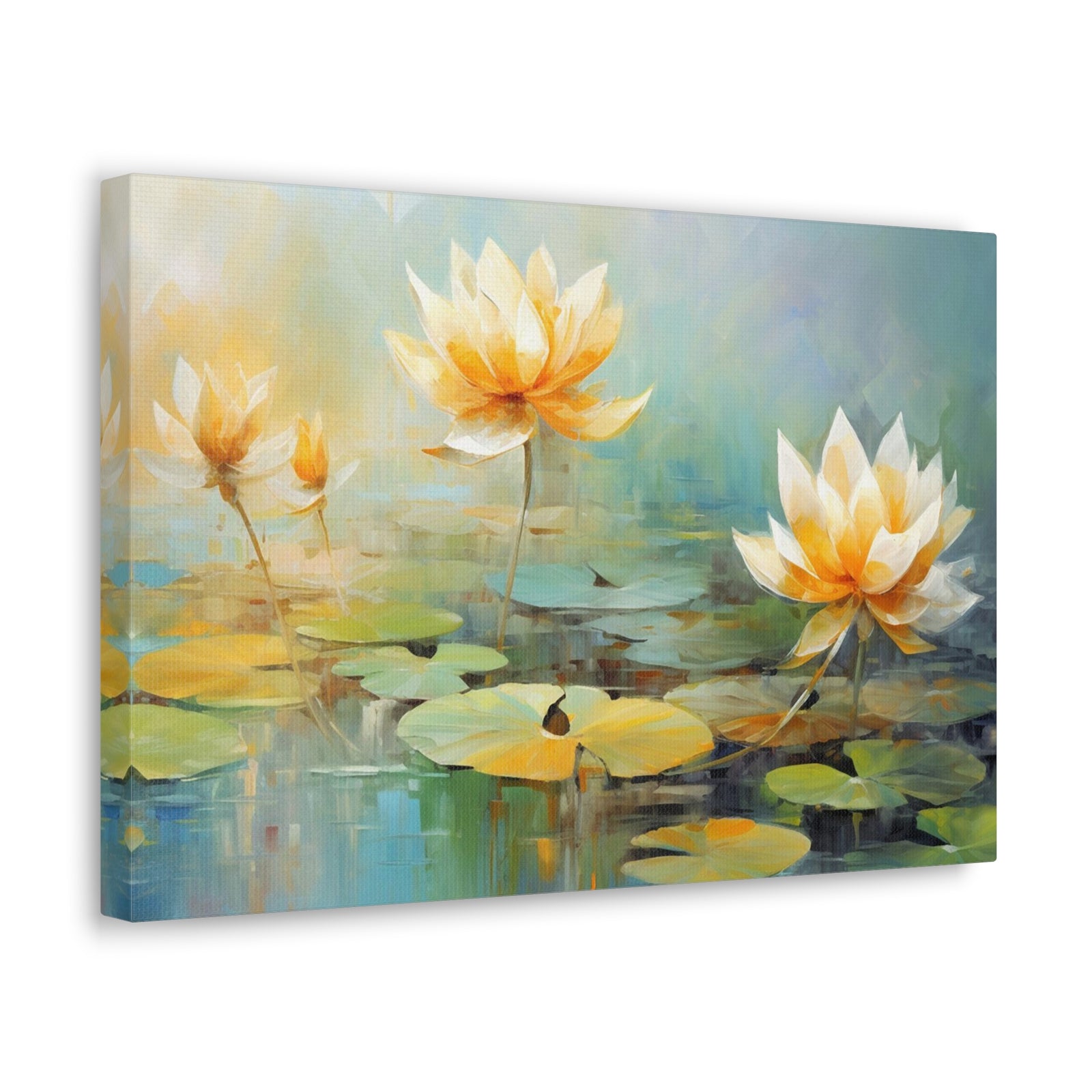 Hand-painted Lotus Flower Canvas Wall Art for Home Decor Ready-to-Hang-Express Your Love Gifts