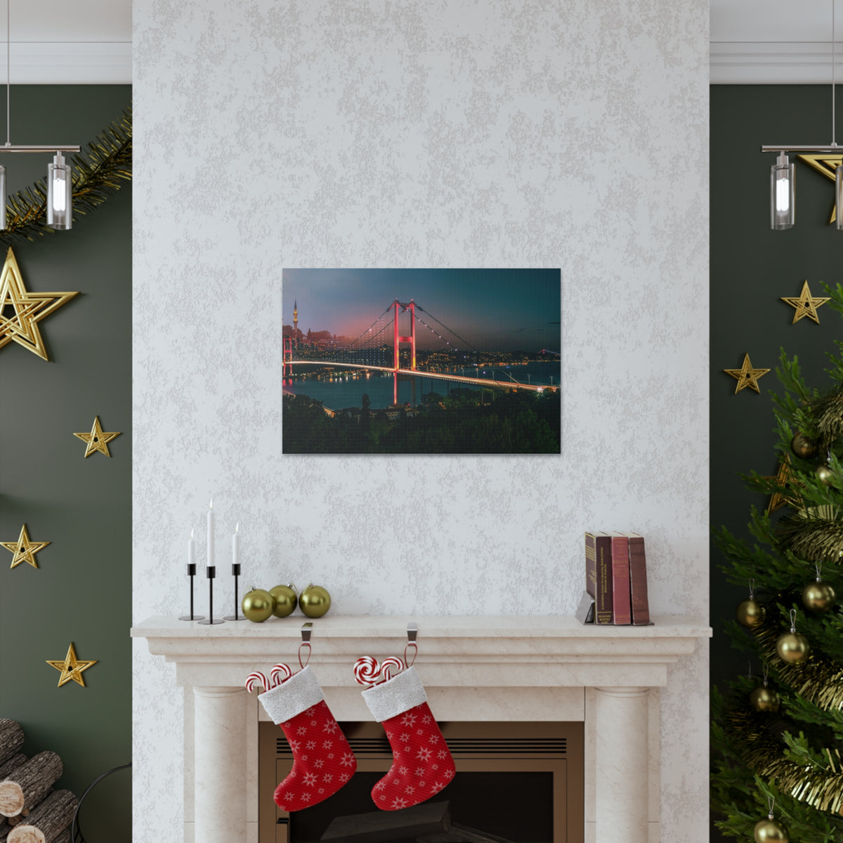 Istanbul Night Skyline Canvas Artwork High-Quality Breathtaking Stunning Cityscape for Home Decor Ready to Hang-Express Your Love Gifts