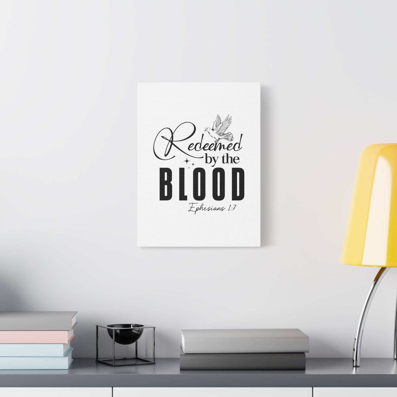 Scripture Walls Ephesians 1:7 Redeemed by Blood Bible Verse Canvas Christian Wall Art Ready to Hang Unframed-Express Your Love Gifts
