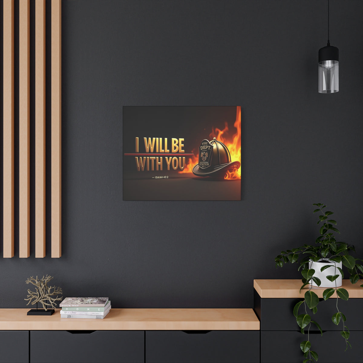 Scripture Walls Isaiah 43:2 Firefighter I Will Be With You Bible Verse Canvas Christian Wall Art Ready to Hang Unframed-Express Your Love Gifts