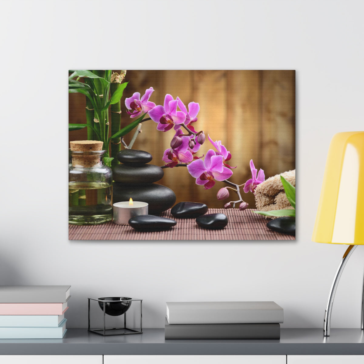 Bamboo Stones Orchid Forest Floral Nature Photography Canvas Wall Art for Home Decor Ready-to-Hang-Express Your Love Gifts