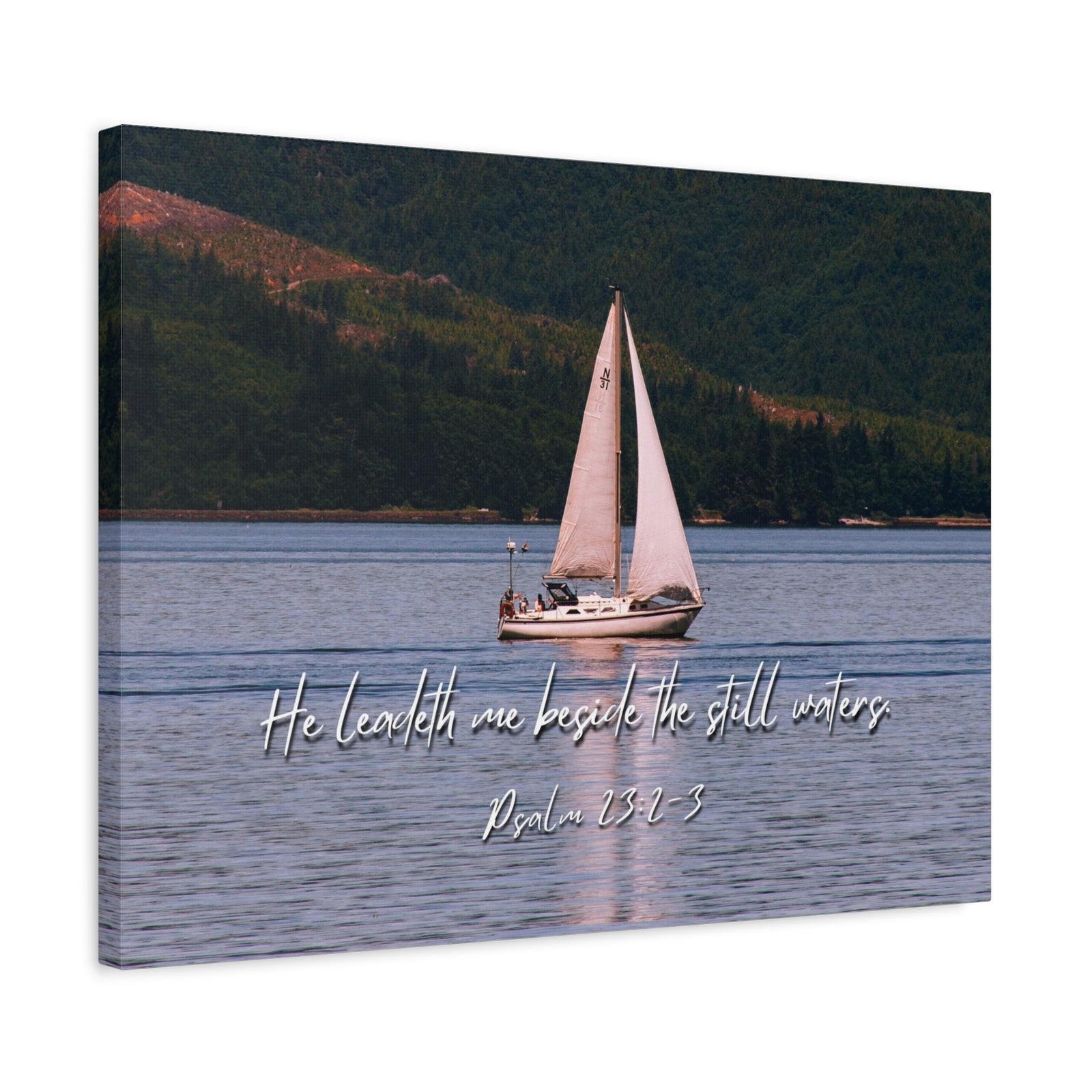 Scripture Walls He Leadeth Me Psalm 23:2 Bible Verse Canvas Christian Wall Art Ready to Hang-Express Your Love Gifts