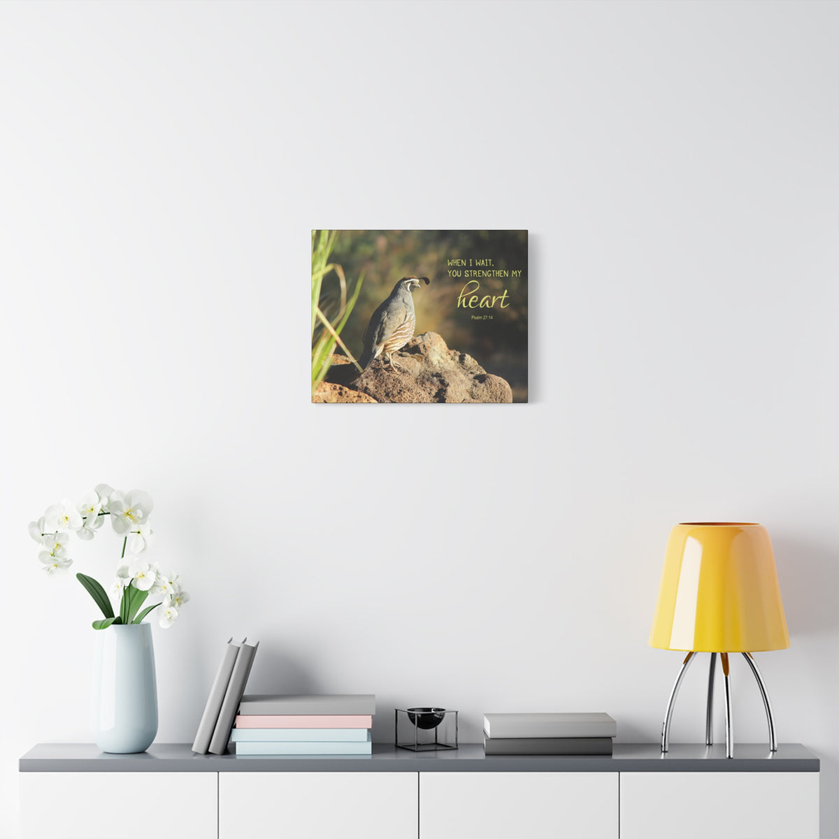 Scripture Canvas Strengthen My Heart Psalm 27:14 Christian Wall Art Bible Verse Print Ready to Hang-Express Your Love Gifts