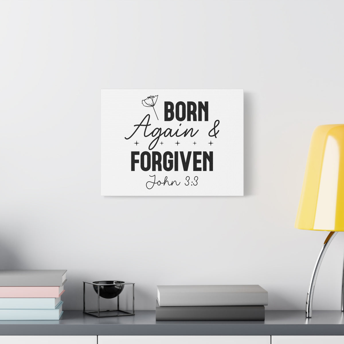 Scripture Walls John 3:3 Born Again and Forgiven Bible Verse Canvas Christian Wall Art Ready to Hang Unframed-Express Your Love Gifts