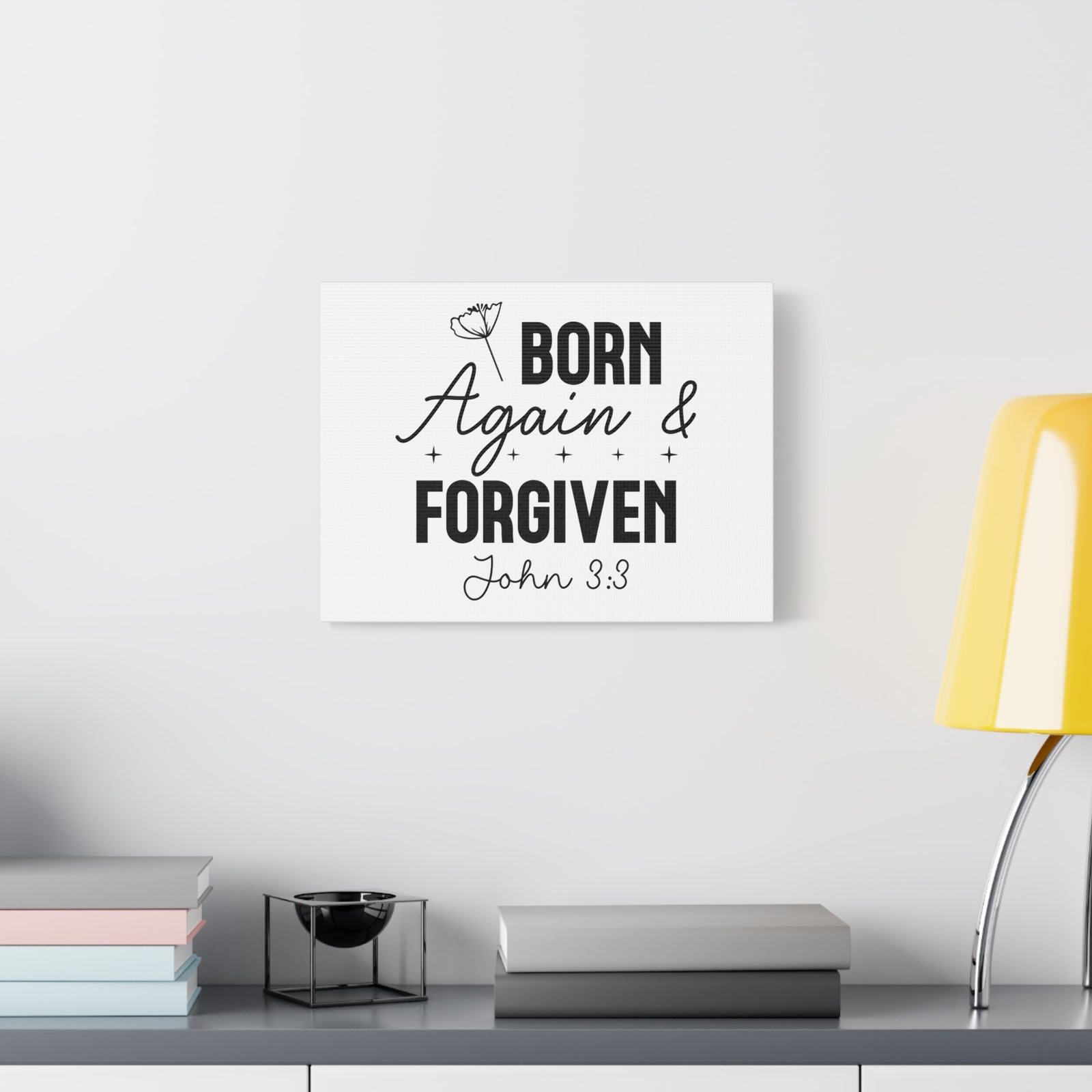 Scripture Walls John 3:3 Born Again and Forgiven Bible Verse Canvas Christian Wall Art Ready to Hang Unframed-Express Your Love Gifts