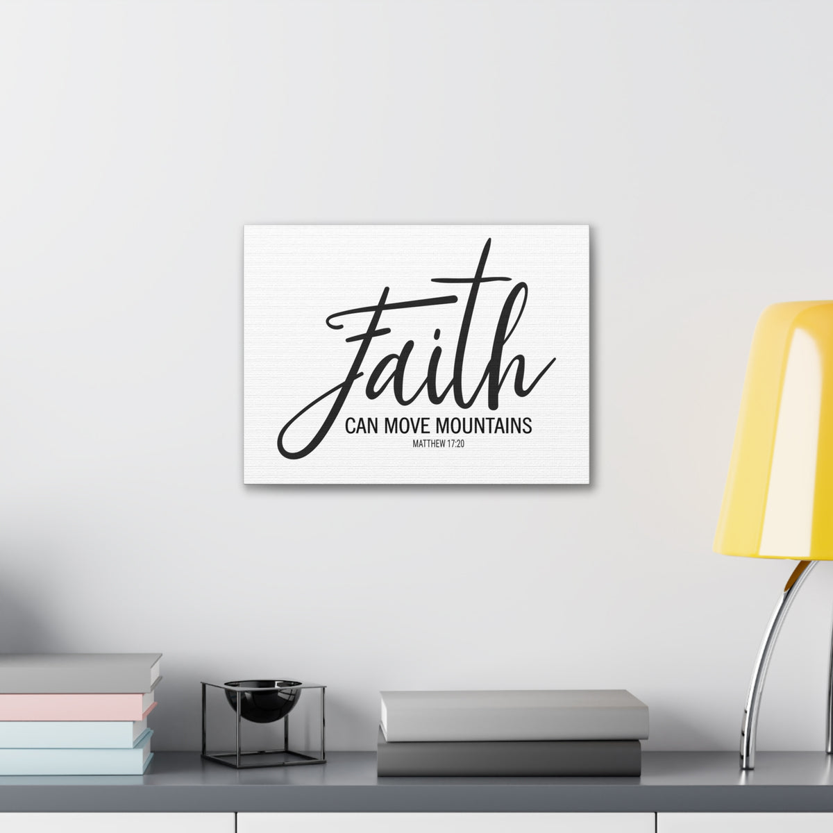 Scripture Canvas Faith Can Move Mountains Matthew 17:20 Christian Wall Art Bible Verse Print Ready To Hang-Express Your Love Gifts