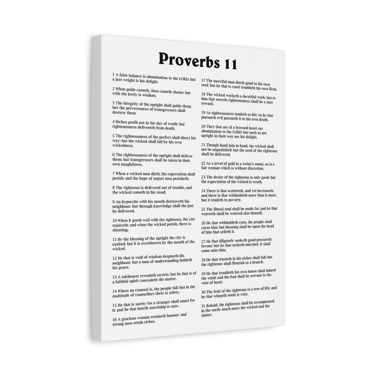 Scripture Walls Proverbs Chapter 11 White Bible Canvas Christian Wall Art Ready to Hang Unframed-Express Your Love Gifts