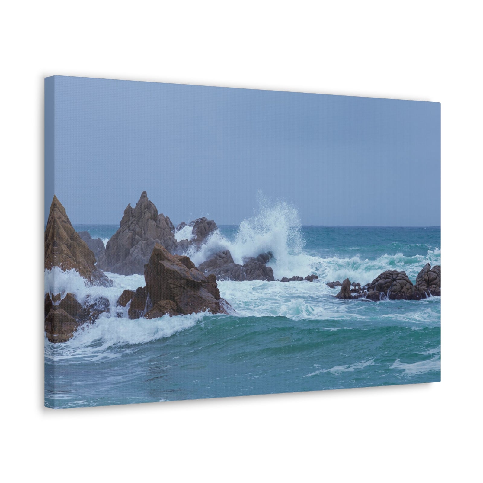 Sea Waves Crash Against Rocks Large Splashes Ocean Canvas Wall Art for Home Decor Ready-to-Hang-Express Your Love Gifts