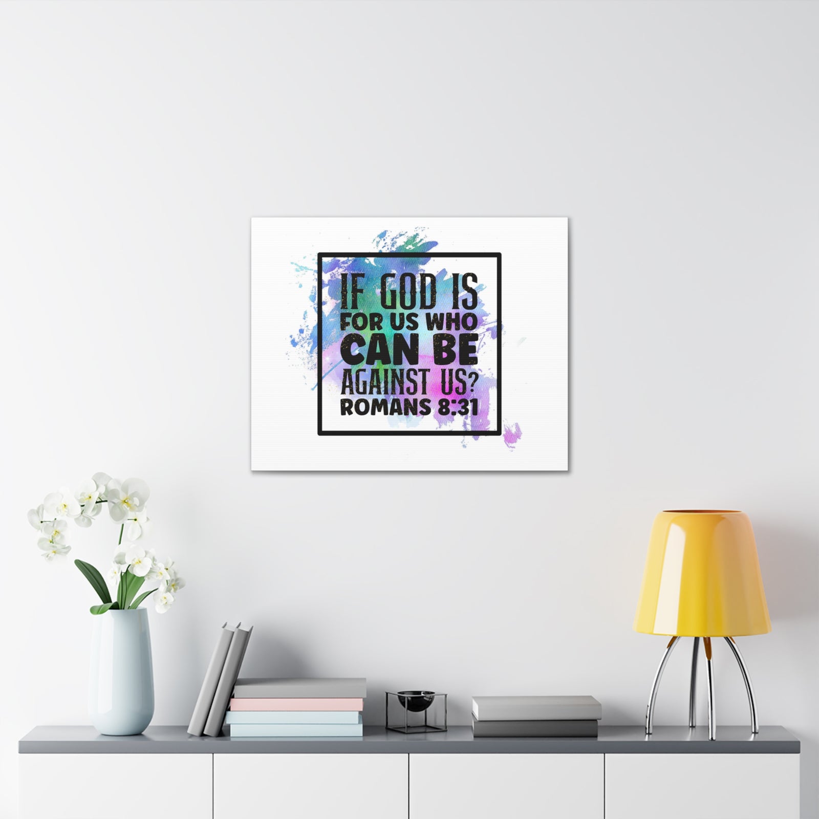 Scripture Walls Romans 8:31 Who Can Be Against Us Bible Verse Canvas Christian Wall Art Ready to Hang Unframed-Express Your Love Gifts
