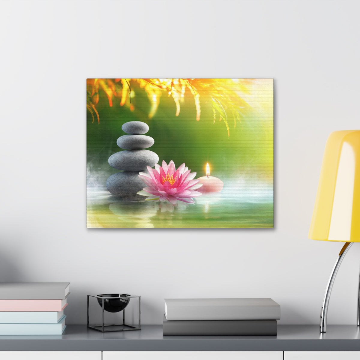 Relaxation with Massage Stones Forest Floral Nature Photography Canvas Wall Art for Home Decor Ready-to-Hang-Express Your Love Gifts