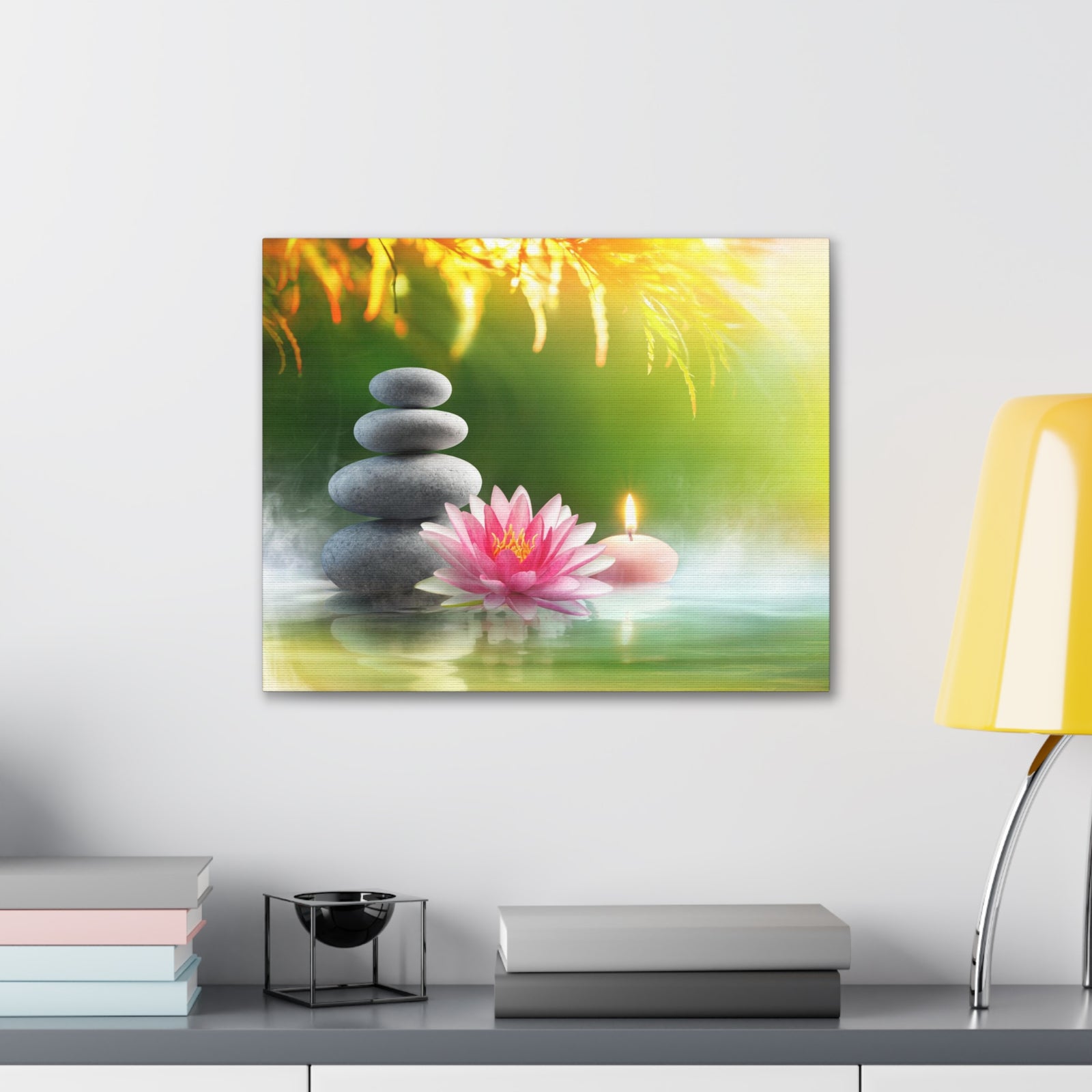 Relaxation with Massage Stones Forest Floral Nature Photography Canvas Wall Art for Home Decor Ready-to-Hang-Express Your Love Gifts