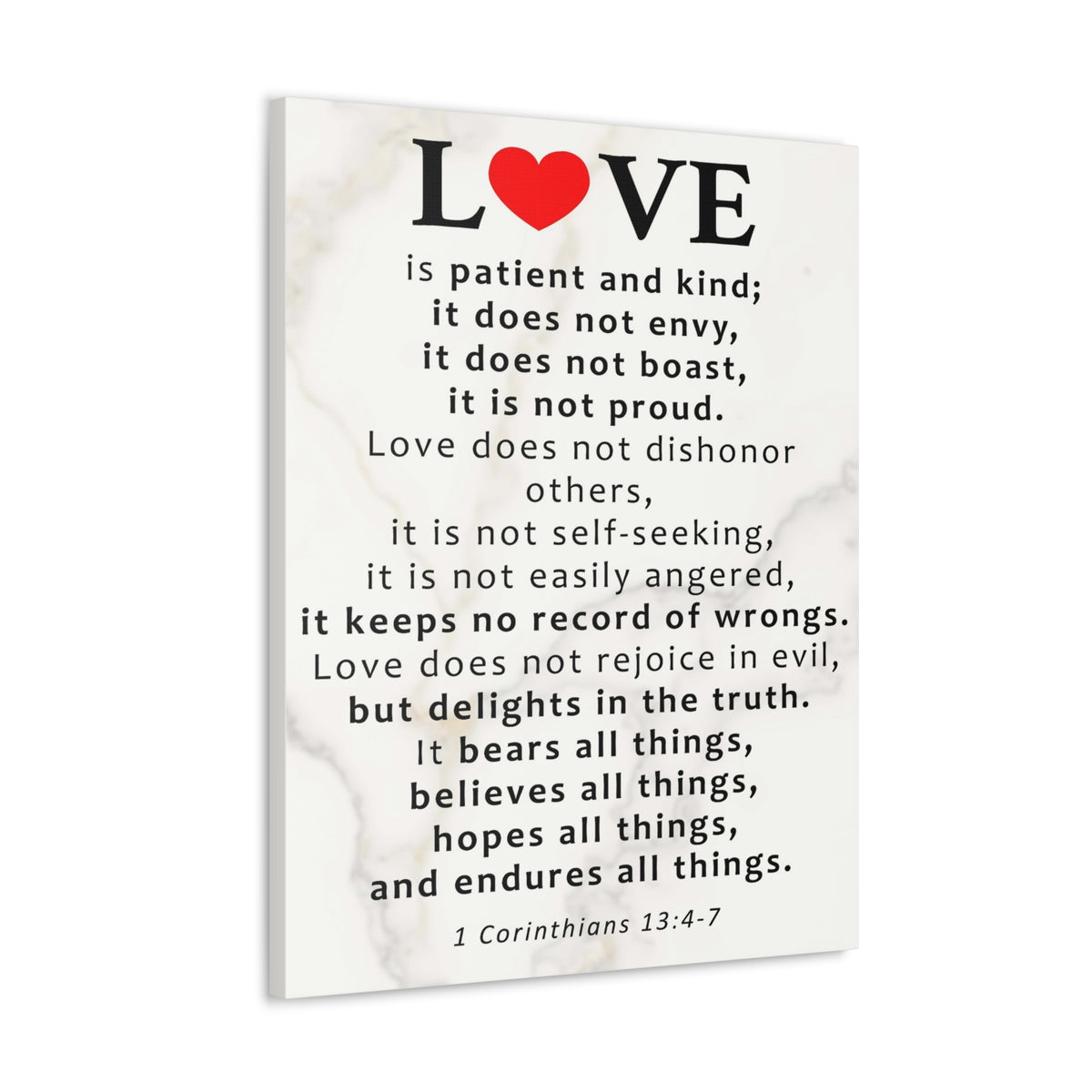 Scripture Walls Love Is Red Heart 1 Corinthians 13:4-7 Bible Verse Canvas Christian Wall Art Ready to Hang Unframed-Express Your Love Gifts