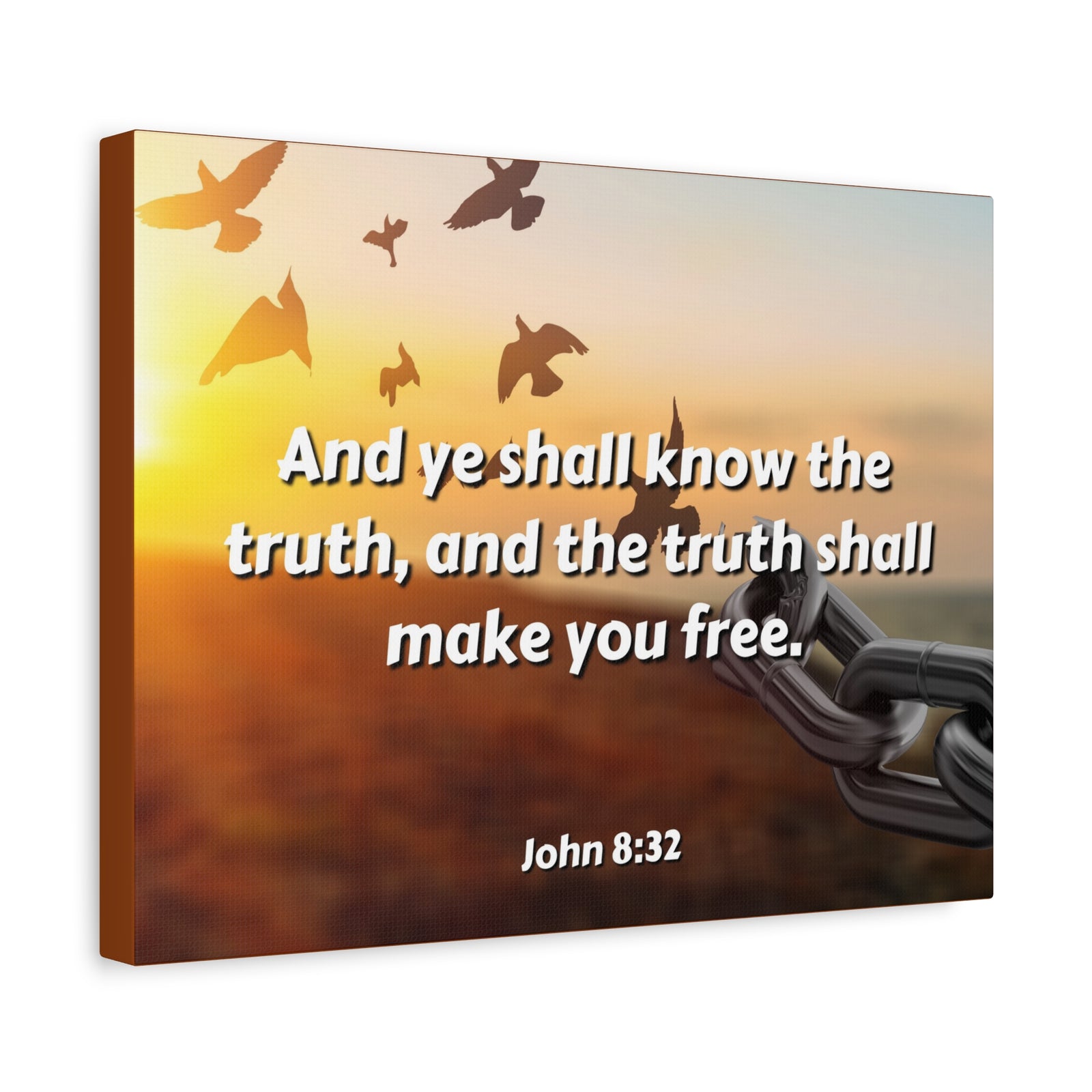 Scripture Canvas The Truth John 8:32 Christian Wall Art Bible Verse Print Ready to Hang-Express Your Love Gifts
