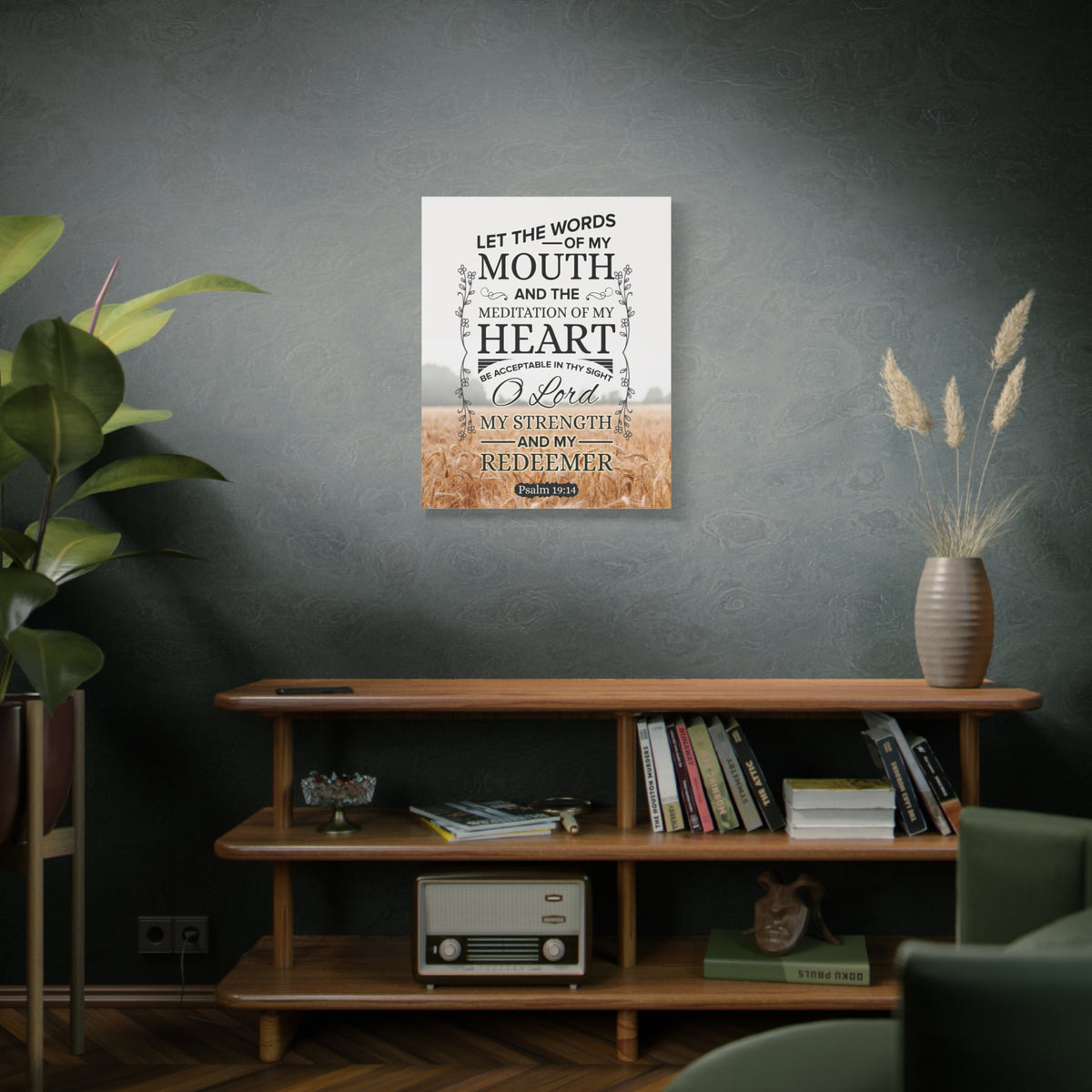 Scripture Canvas Lord My Strength Psalm 19:14 Christian Wall Art Bible Verse Print Ready to Hang-Express Your Love Gifts