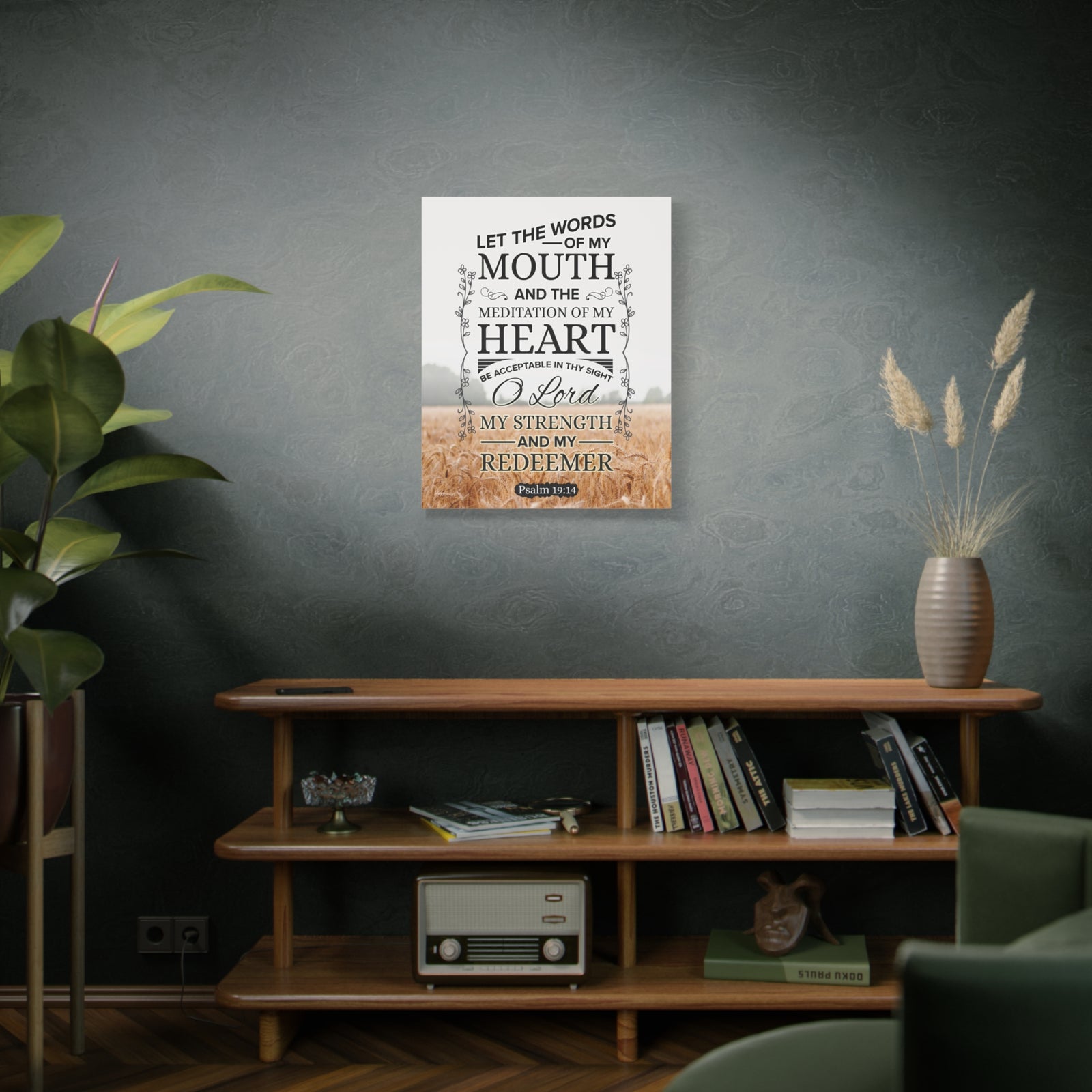Scripture Canvas Lord My Strength Psalm 19:14 Christian Wall Art Bible Verse Print Ready to Hang-Express Your Love Gifts