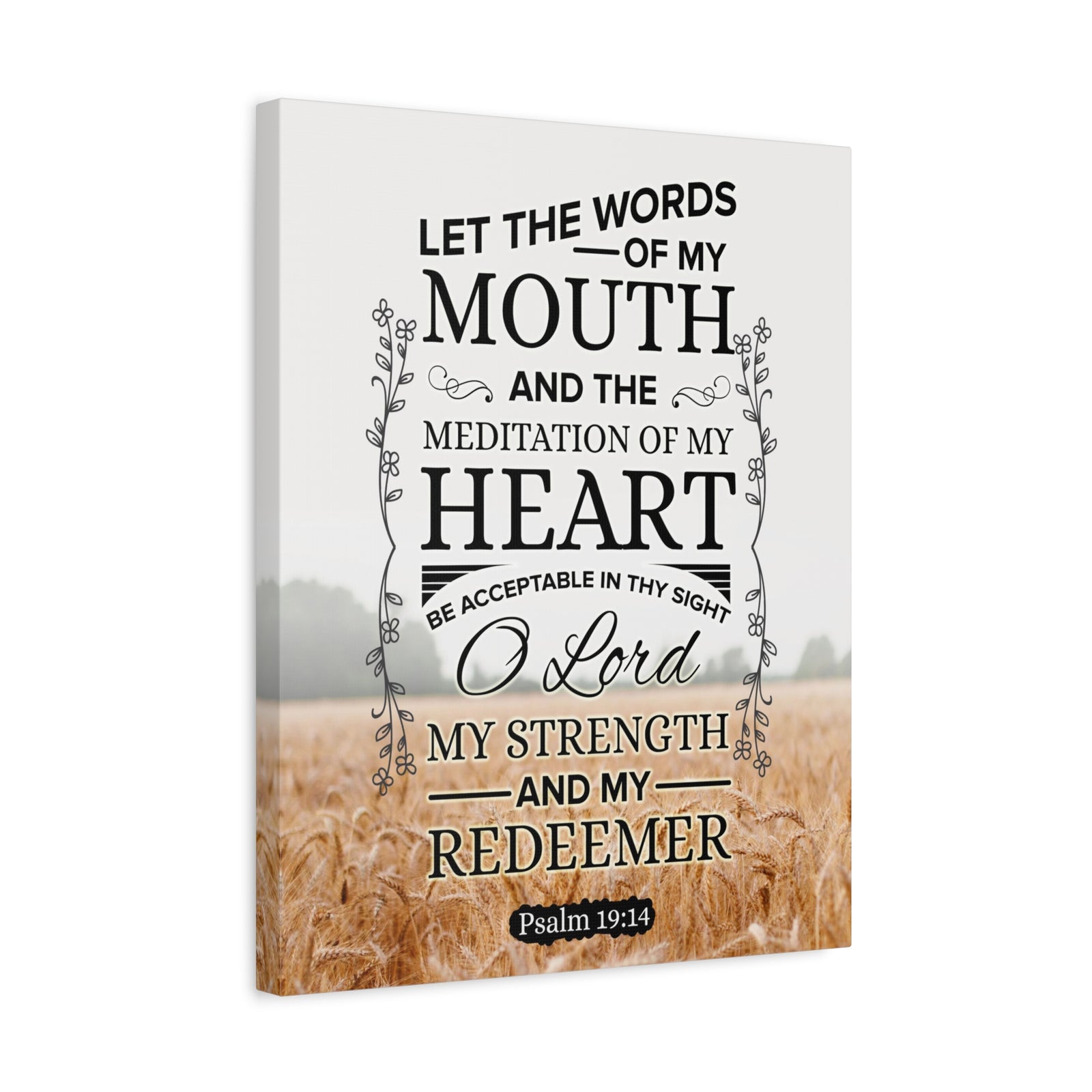 Scripture Canvas Lord My Strength Psalm 19:14 Christian Wall Art Bible Verse Print Ready to Hang-Express Your Love Gifts