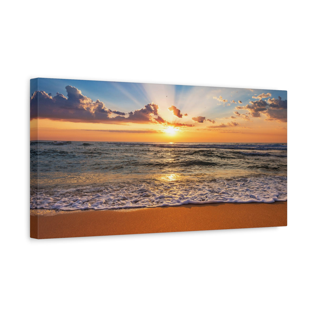 Beach Sunrise Deep Blue Sky Ocean Canvas Wall Art for Home Decor Ready-to-Hang-Express Your Love Gifts
