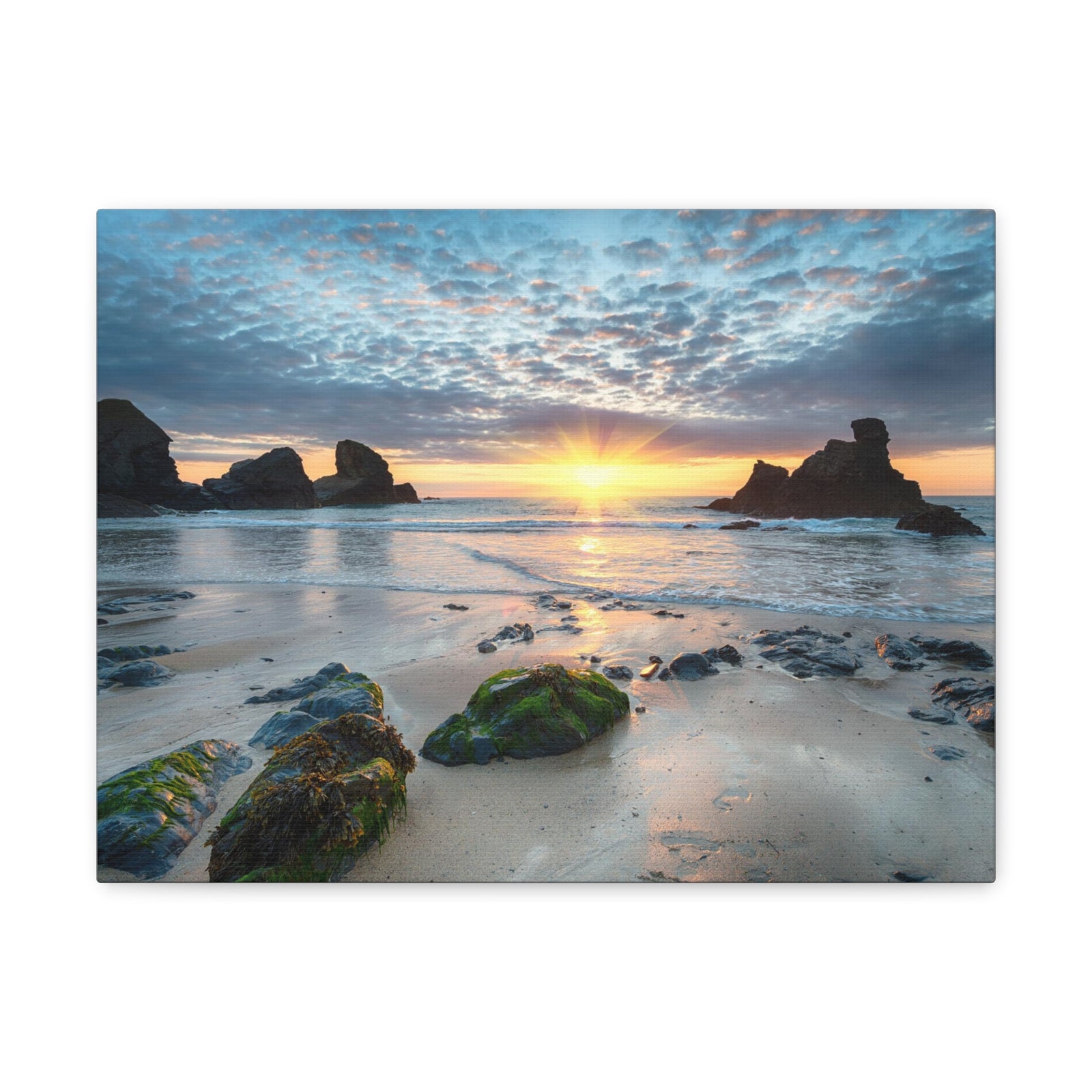 Sunset At Porthcothan Bay Canvas Wall Art for Home Decor Ready-to-Hang-Express Your Love Gifts