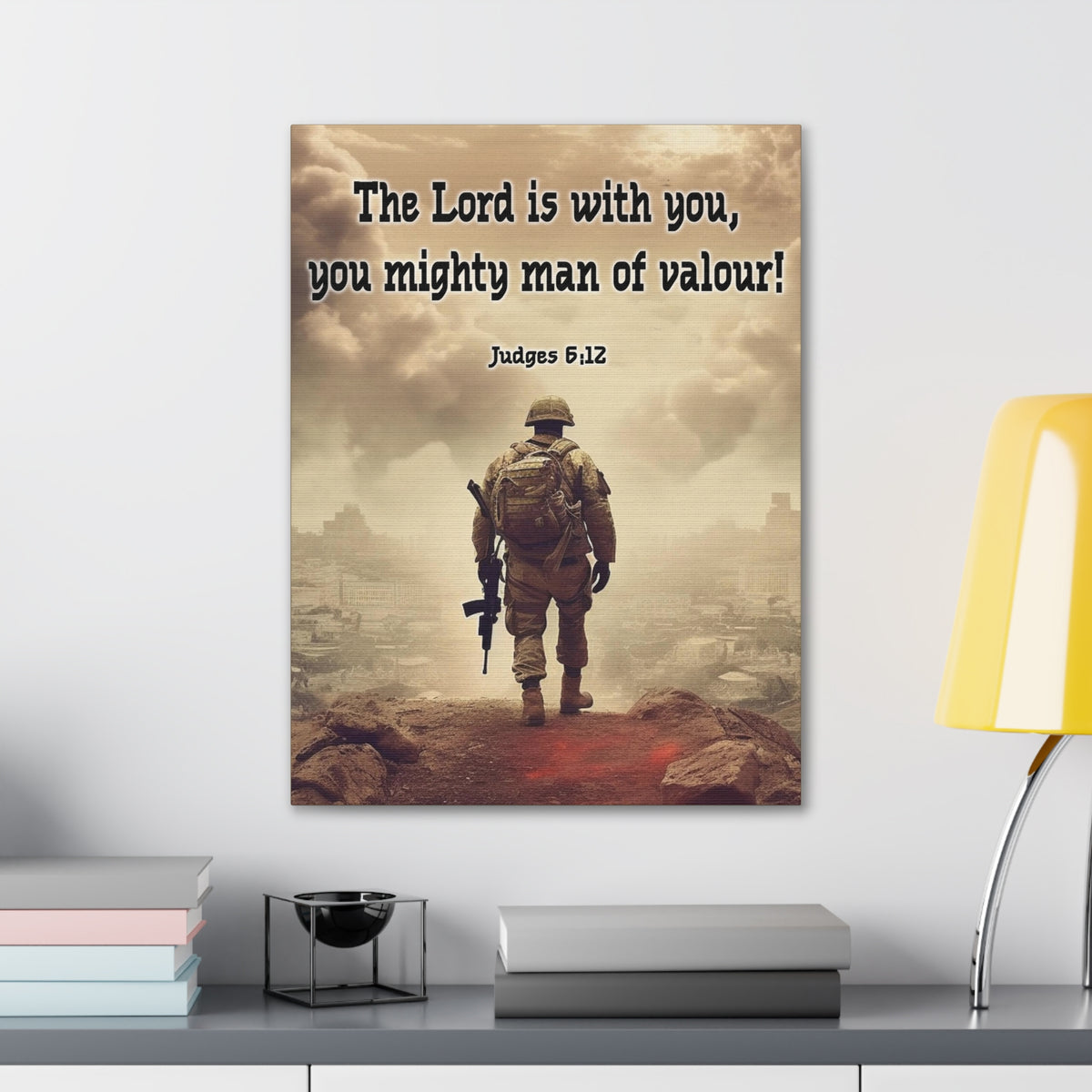 Scripture Walls Divine Valor: A Soldier's Journey Judges 6:12 Christian Wall Art Print Ready to Hang Unframed-Express Your Love Gifts